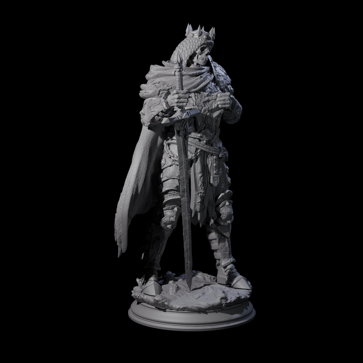 Ossified Death Knight Warrior Miniature for Dungeons and Dragons, Pathfinder or other TTRPGs