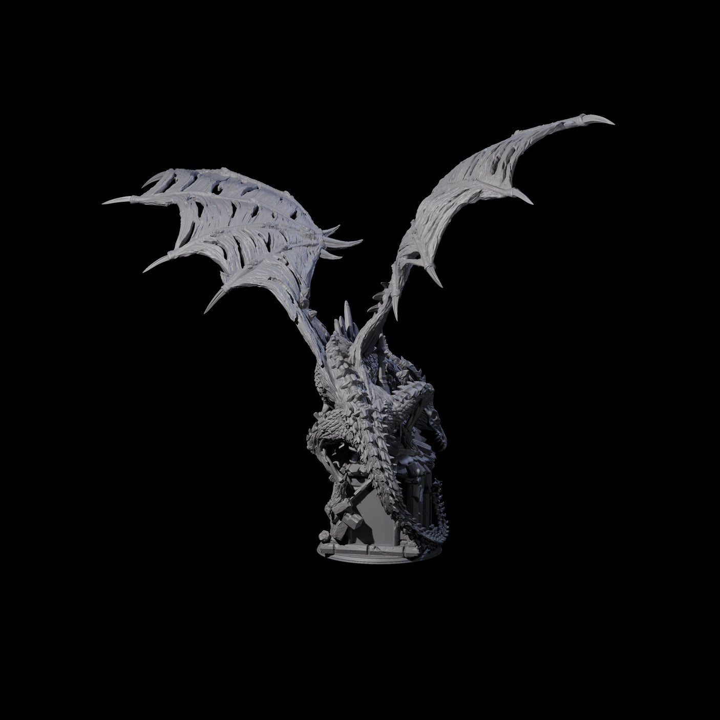 Ossified Dracolich Ancient Miniature for Dungeons and Dragons, Pathfinder or other TTRPGs