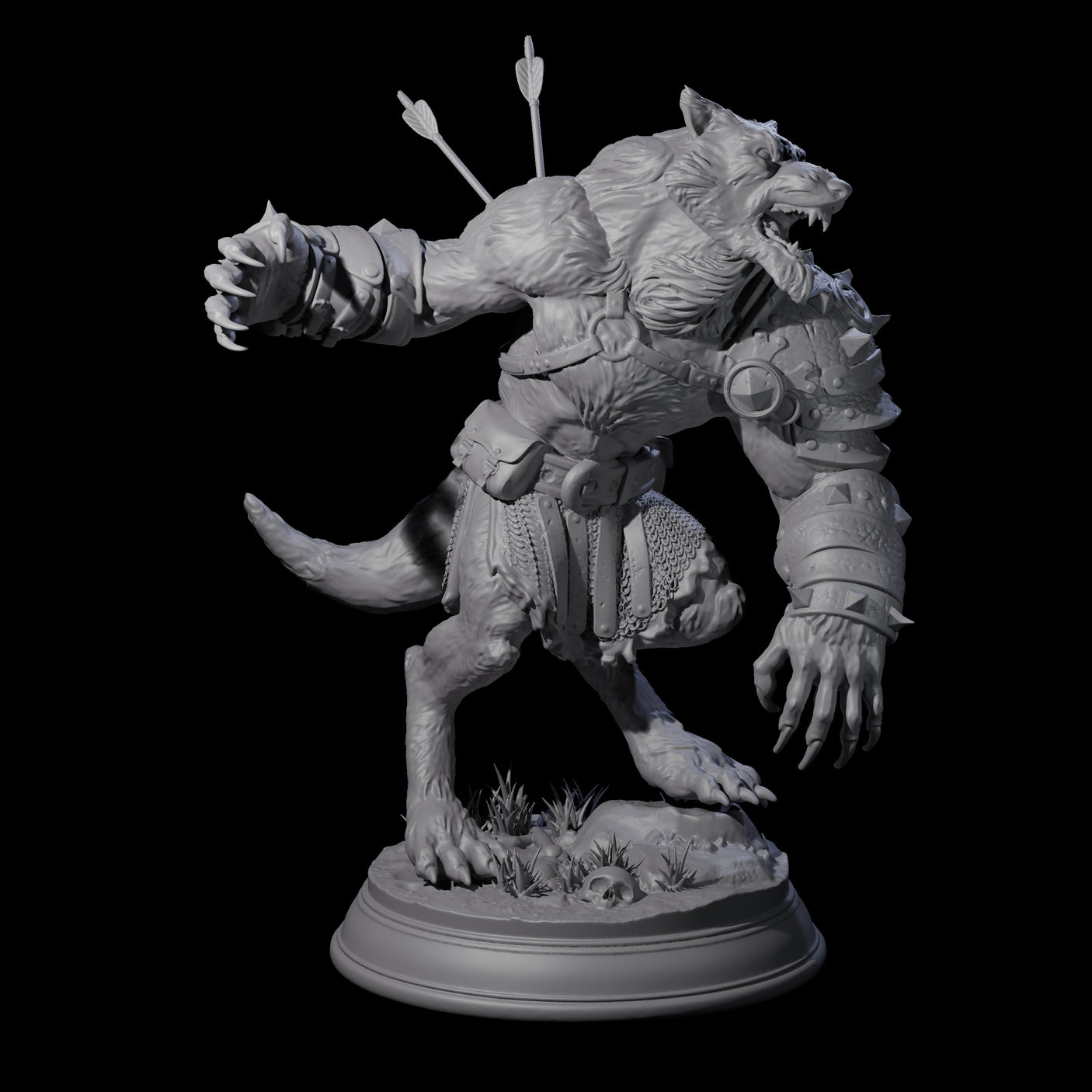 Out of Control Werewolf B Miniature for Dungeons and Dragons, Pathfinder or other TTRPGs