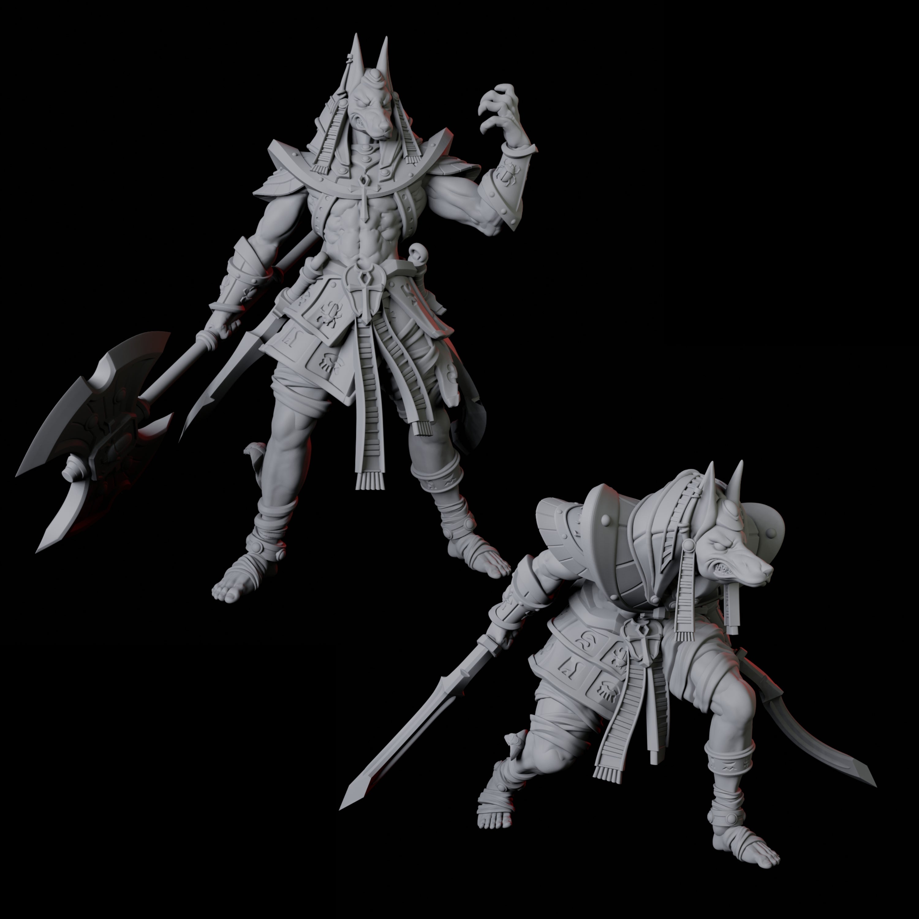 Pair of Anubis Jackal Egyptian Gods Miniature for Dungeons and Dragons, Pathfinder or other TTRPGs