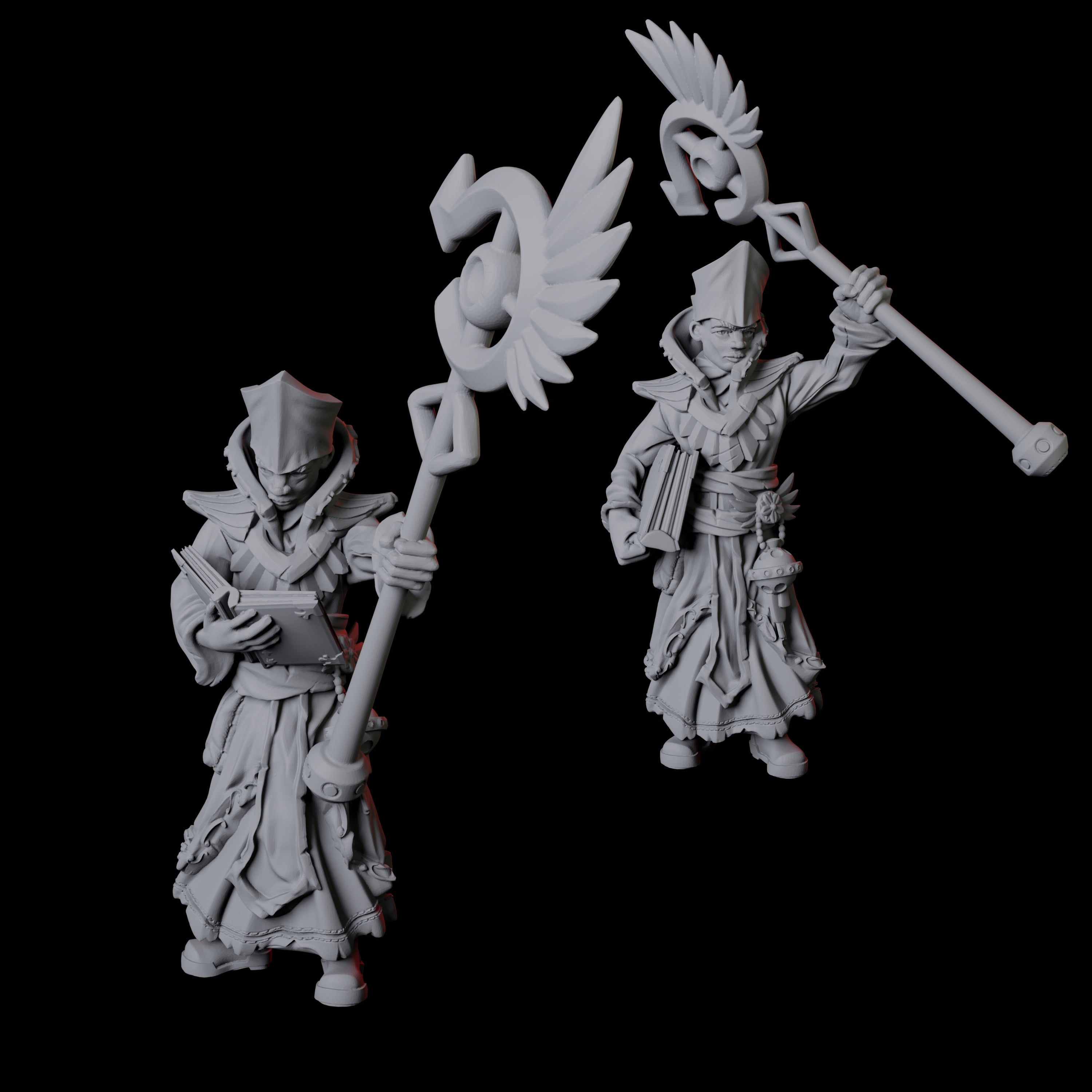 Pair of Noble Priests Miniature for Dungeons and Dragons, Pathfinder or other TTRPGs