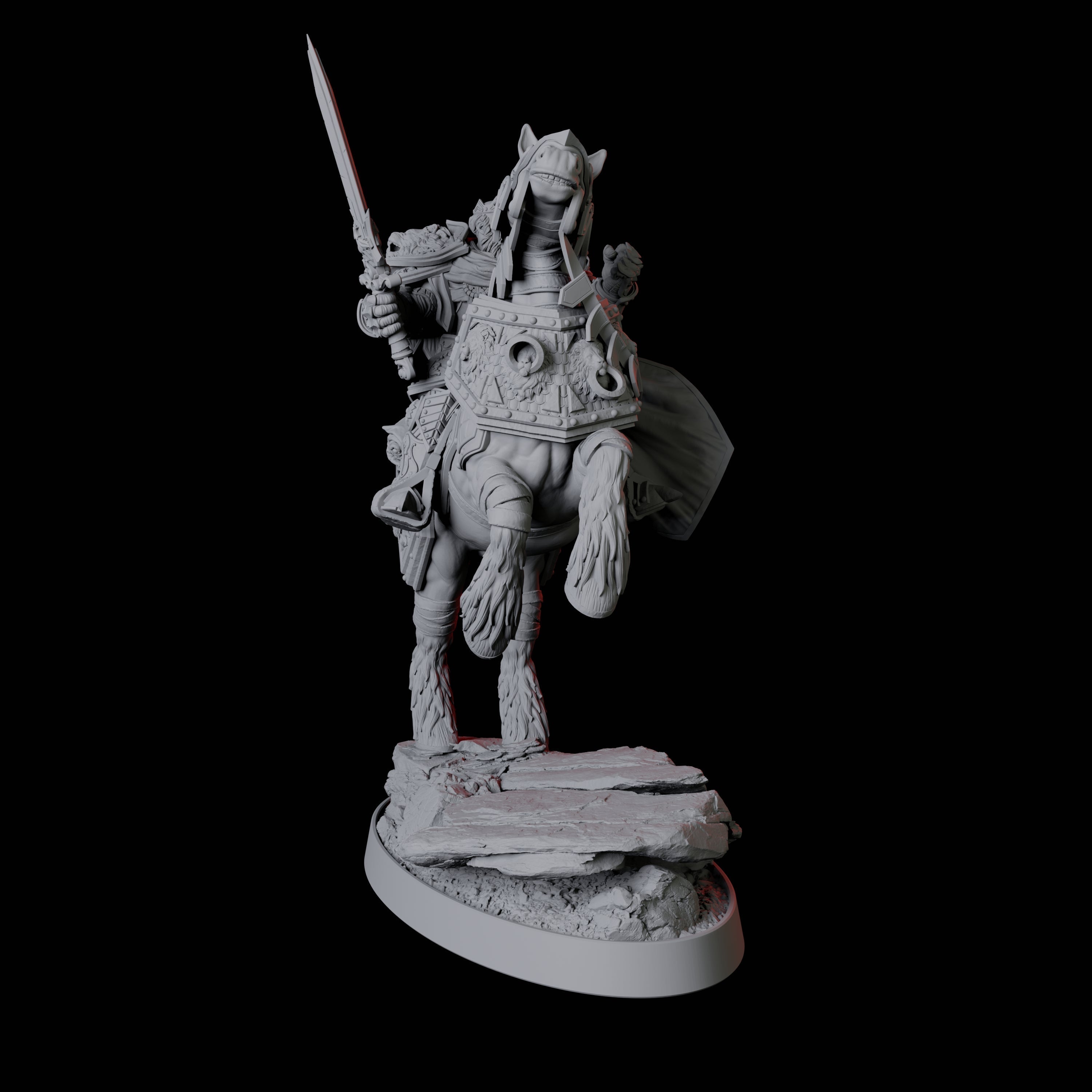 Paladin Knight on Rearing Horse Miniature for Dungeons and Dragons