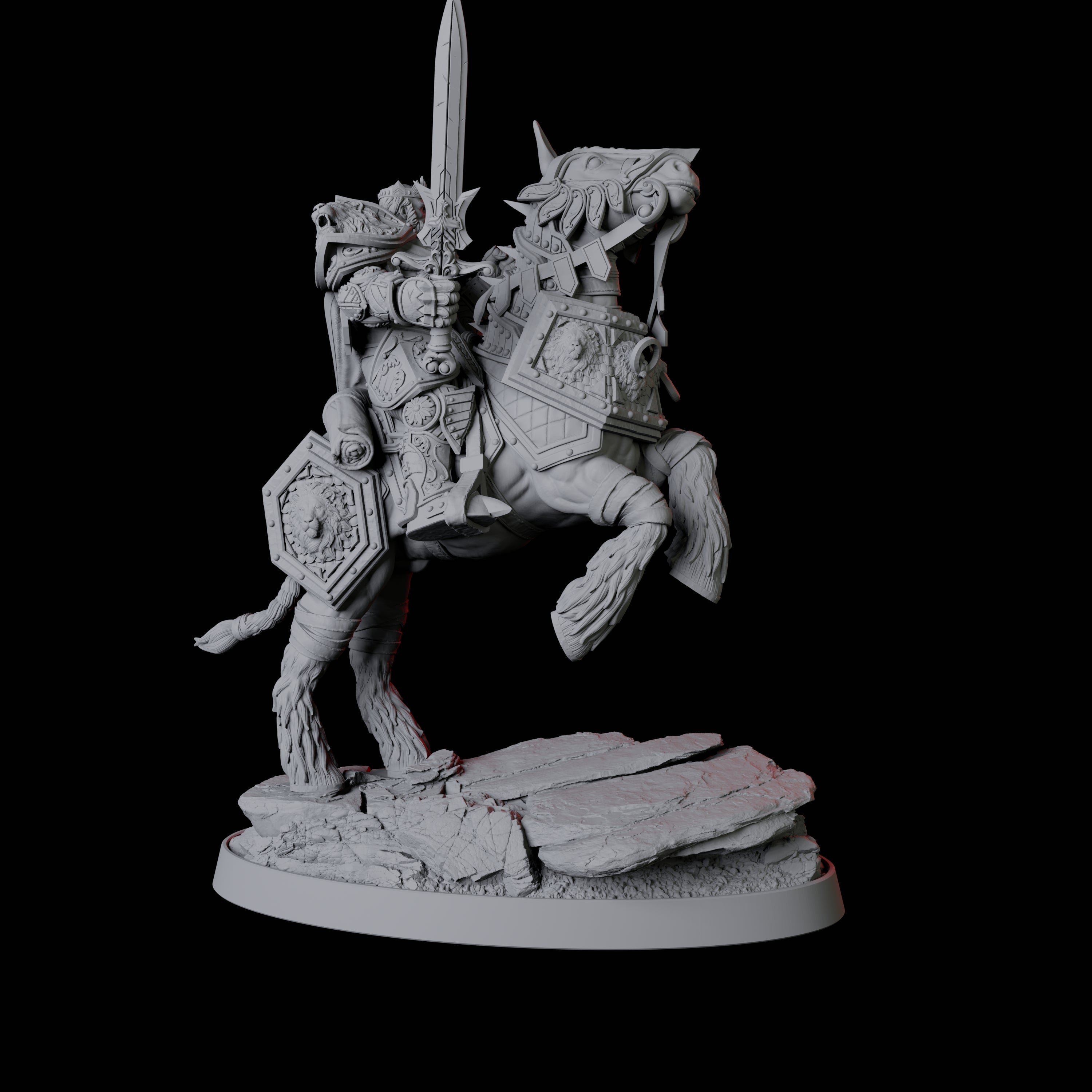 Paladin Knight on Rearing Horse Miniature for Dungeons and Dragons