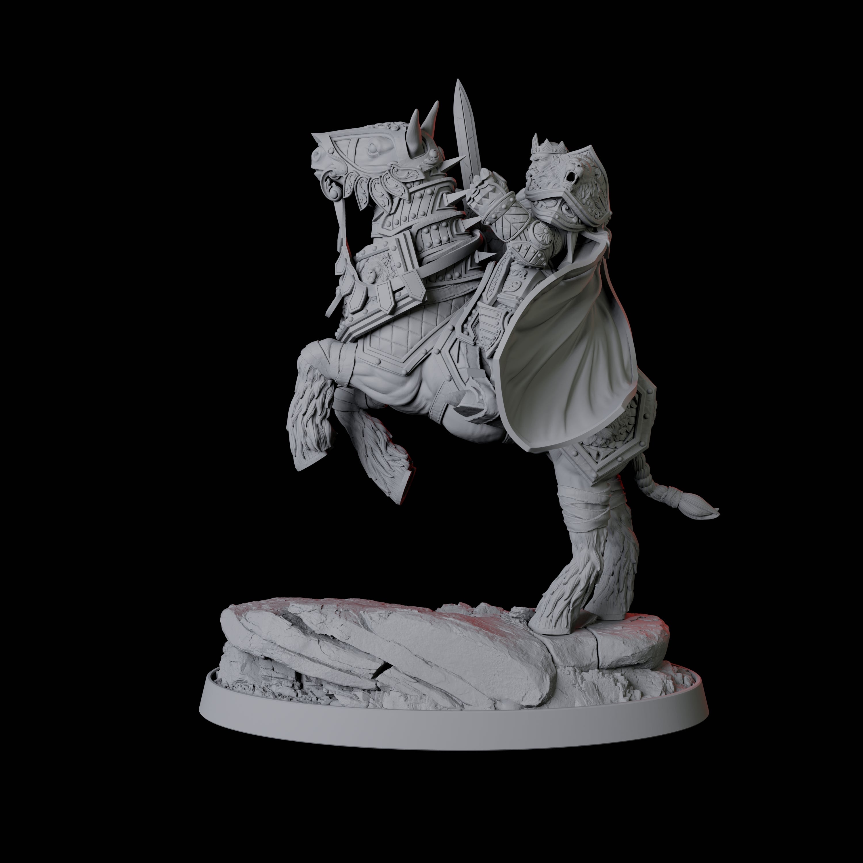 Paladin Knight on Rearing Horse Miniature for Dungeons and Dragons