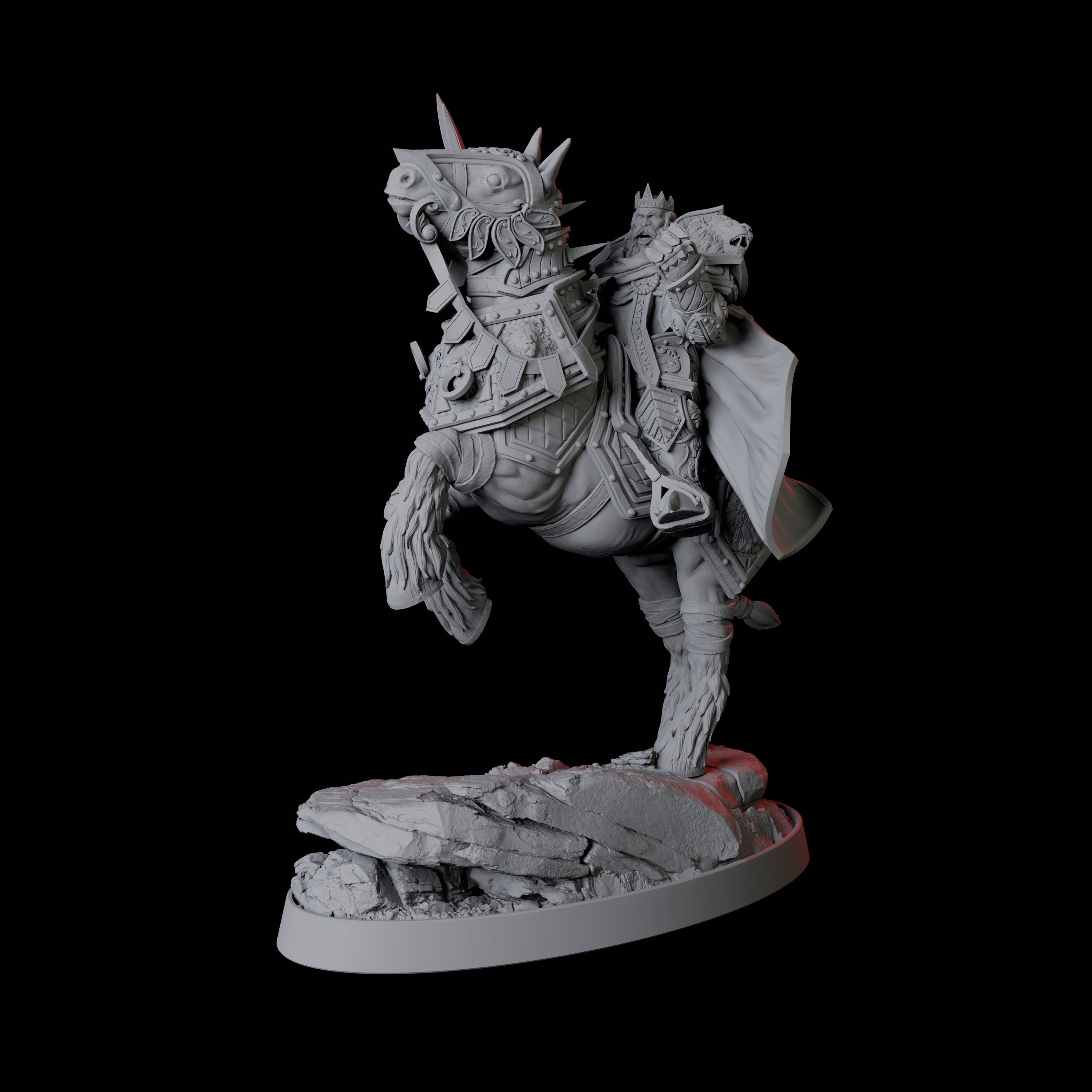 Paladin Knight on Rearing Horse Miniature for Dungeons and Dragons