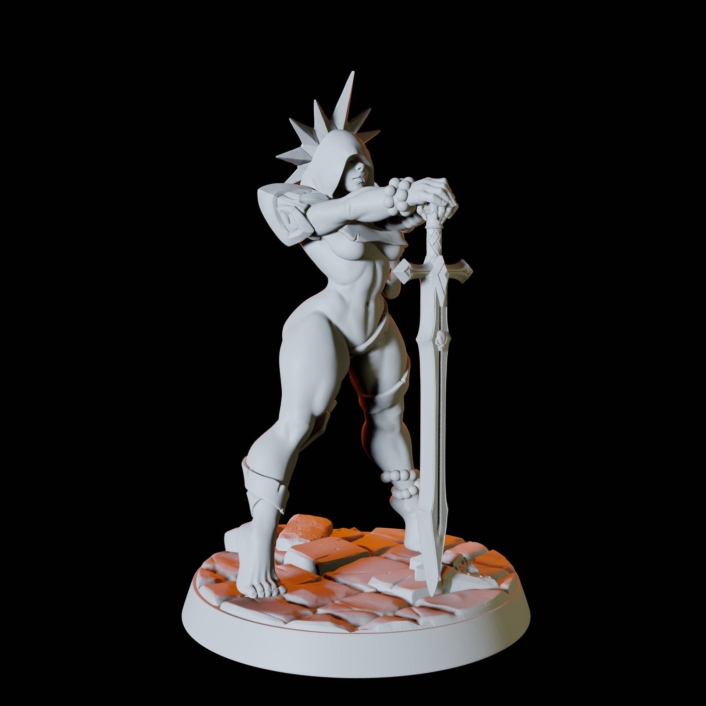 Paladin Pinup Miniature for Dungeons and Dragons, Pathfinder or other TTRPGs