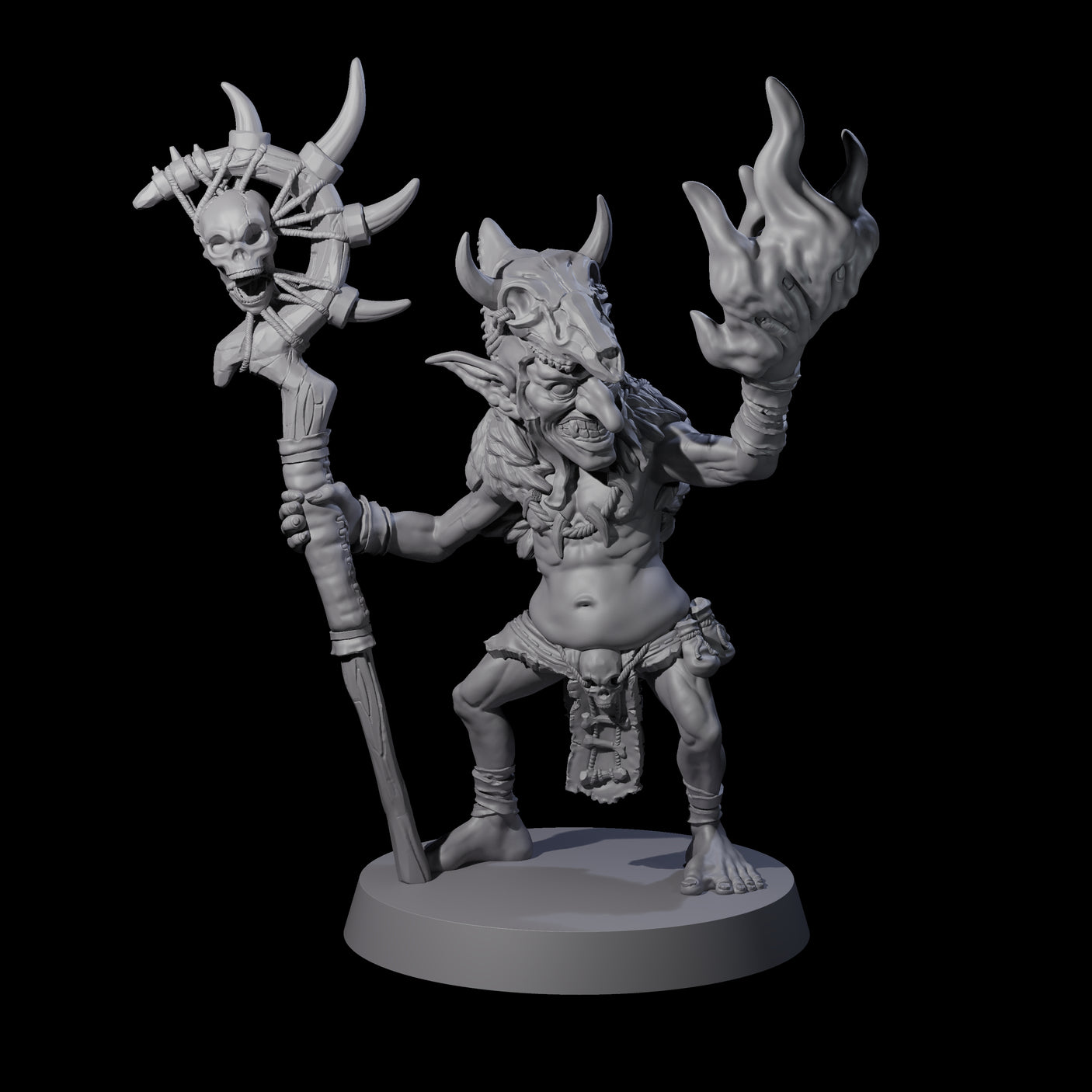 Pasty Goblin Shaman Miniature for Dungeons and Dragons, Pathfinder or other TTRPGs