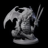 Pertched Lizardfolk Champion Miniature for Dungeons and Dragons, Pathfinder or other TTRPGs