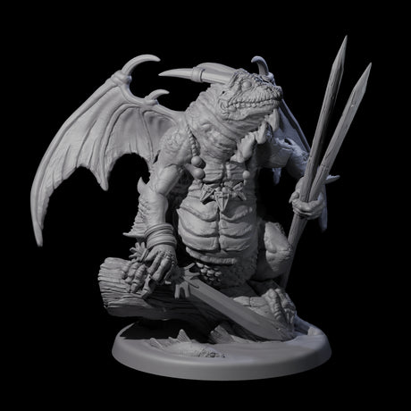 Pertched Lizardfolk Champion Miniature for Dungeons and Dragons, Pathfinder or other TTRPGs