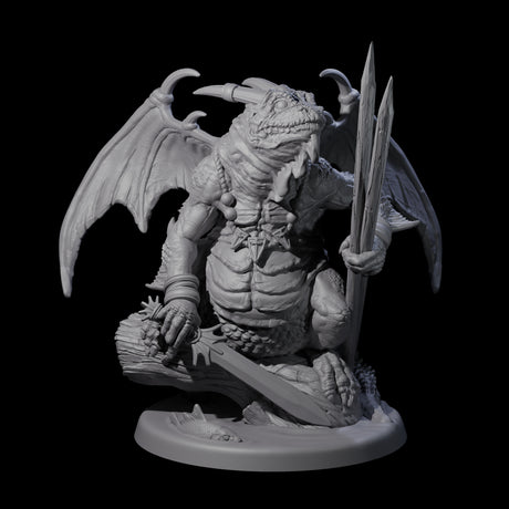 Pertched Lizardfolk Champion Miniature for Dungeons and Dragons, Pathfinder or other TTRPGs