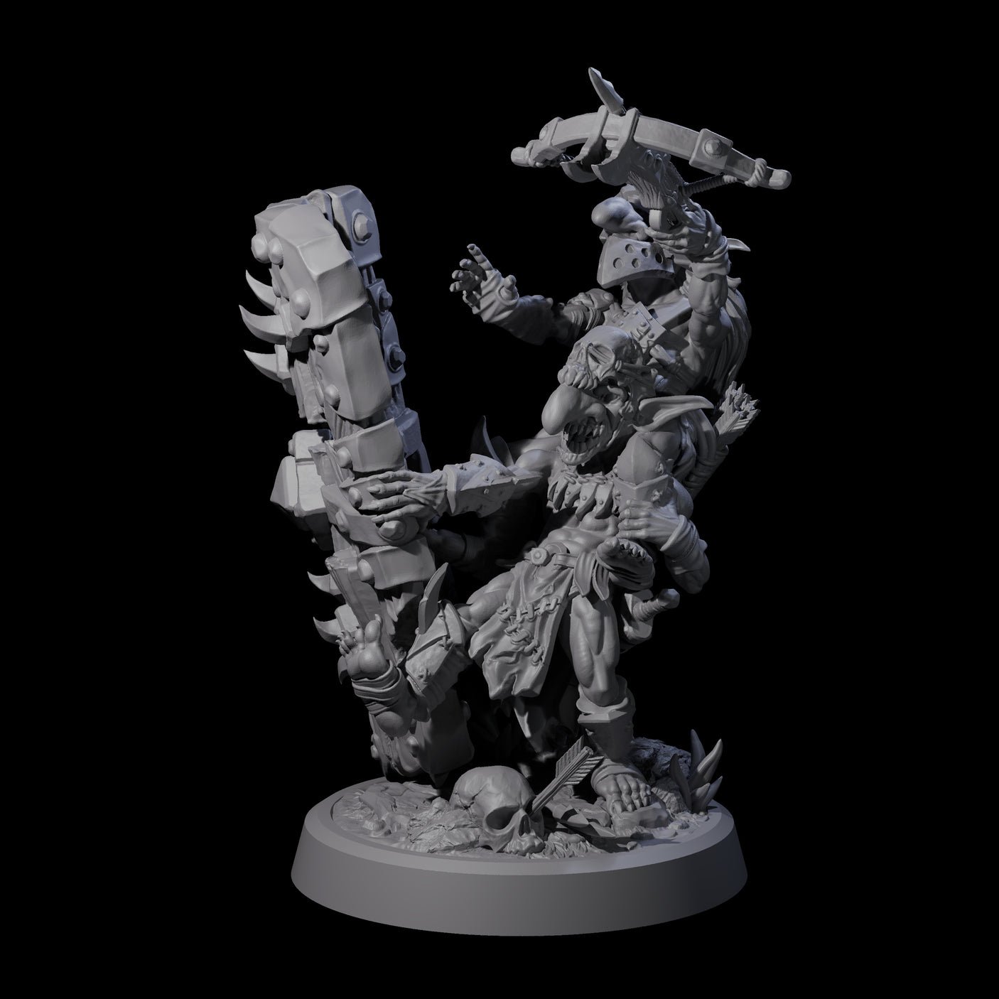 Piggybacking Goblin Duo A Miniature for Dungeons and Dragons, Pathfinder or other TTRPGs
