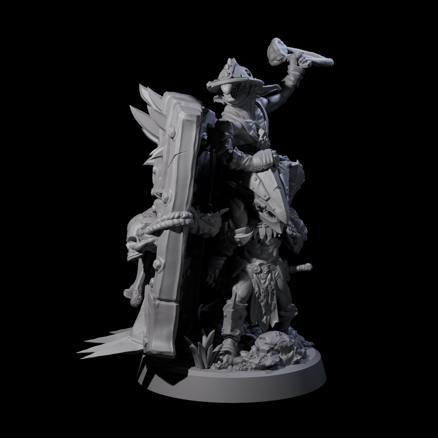 Piggybacking Goblin Duo B Miniature for Dungeons and Dragons, Pathfinder or other TTRPGs