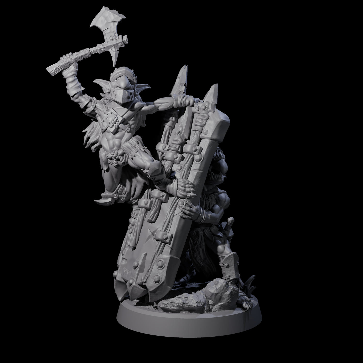 Piggybacking Goblin Duo C Miniature for Dungeons and Dragons, Pathfinder or other TTRPGs