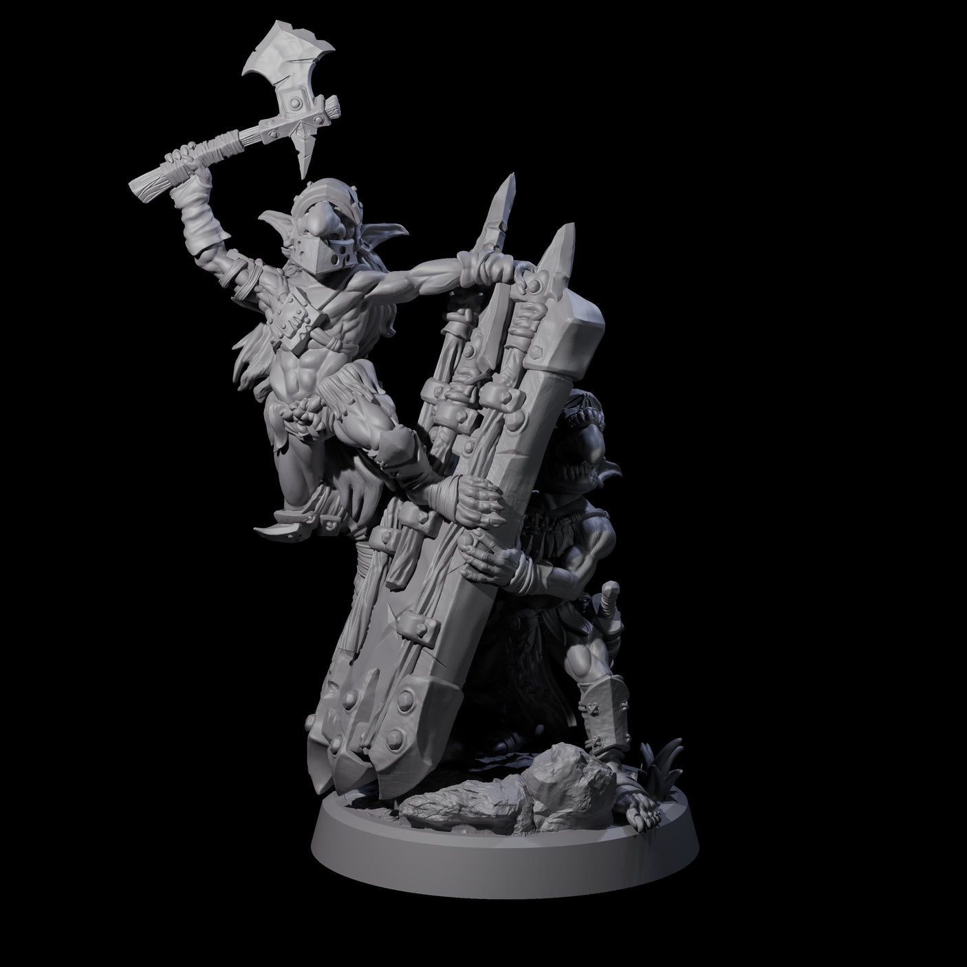 Piggybacking Goblin Duo C Miniature for Dungeons and Dragons, Pathfinder or other TTRPGs