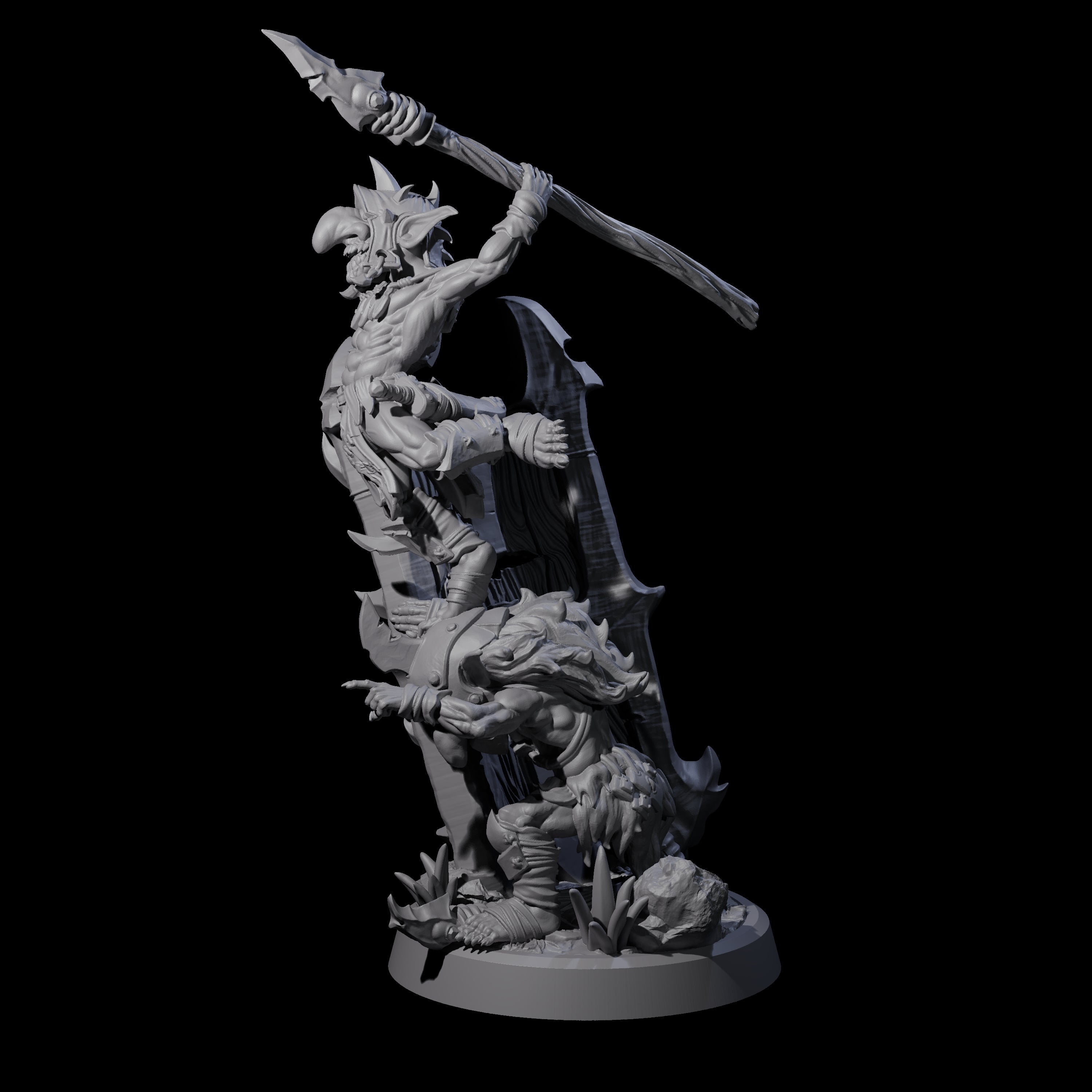 Piggybacking Goblin Duo D Miniature for Dungeons and Dragons, Pathfinder or other TTRPGs