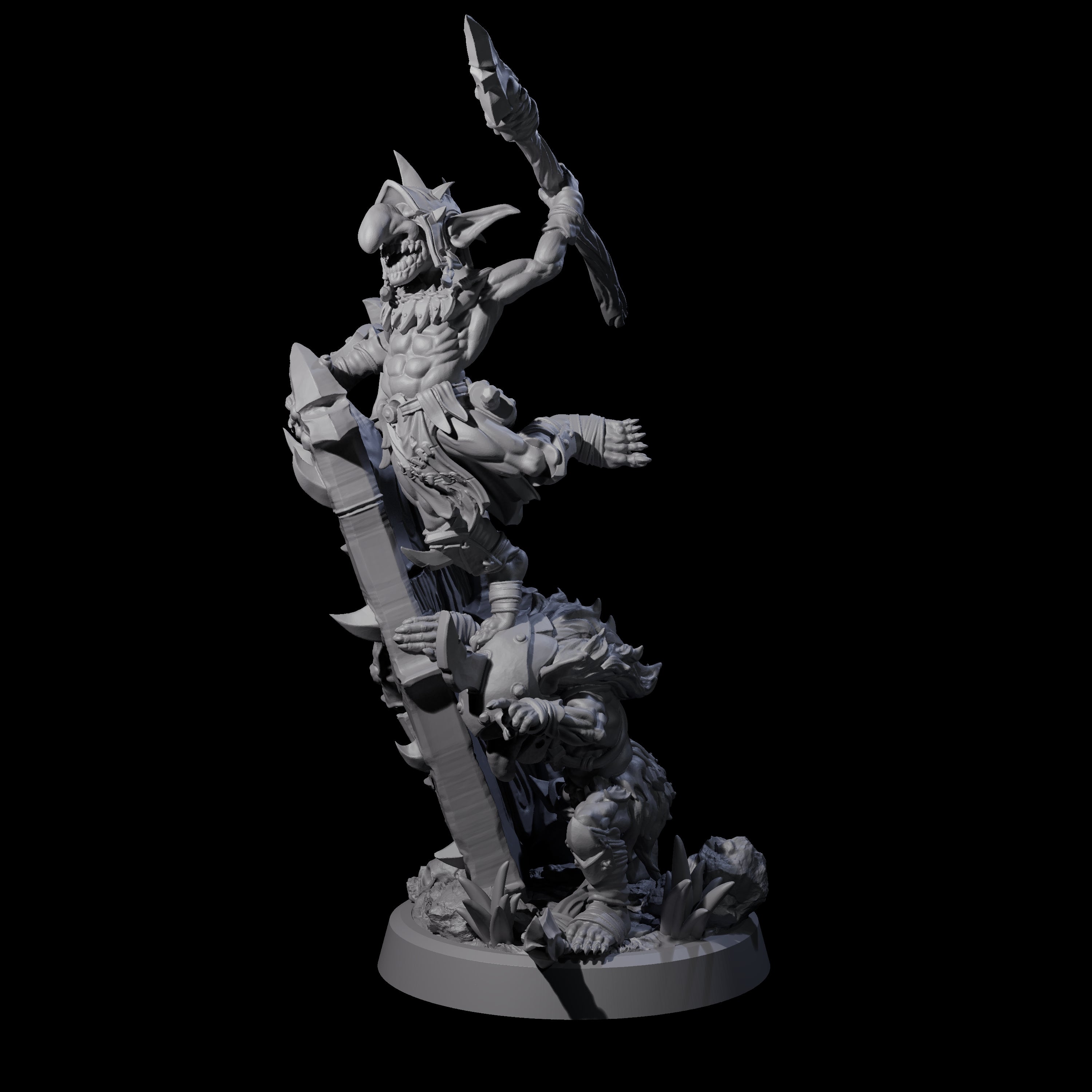 Piggybacking Goblin Duo D Miniature for Dungeons and Dragons, Pathfinder or other TTRPGs