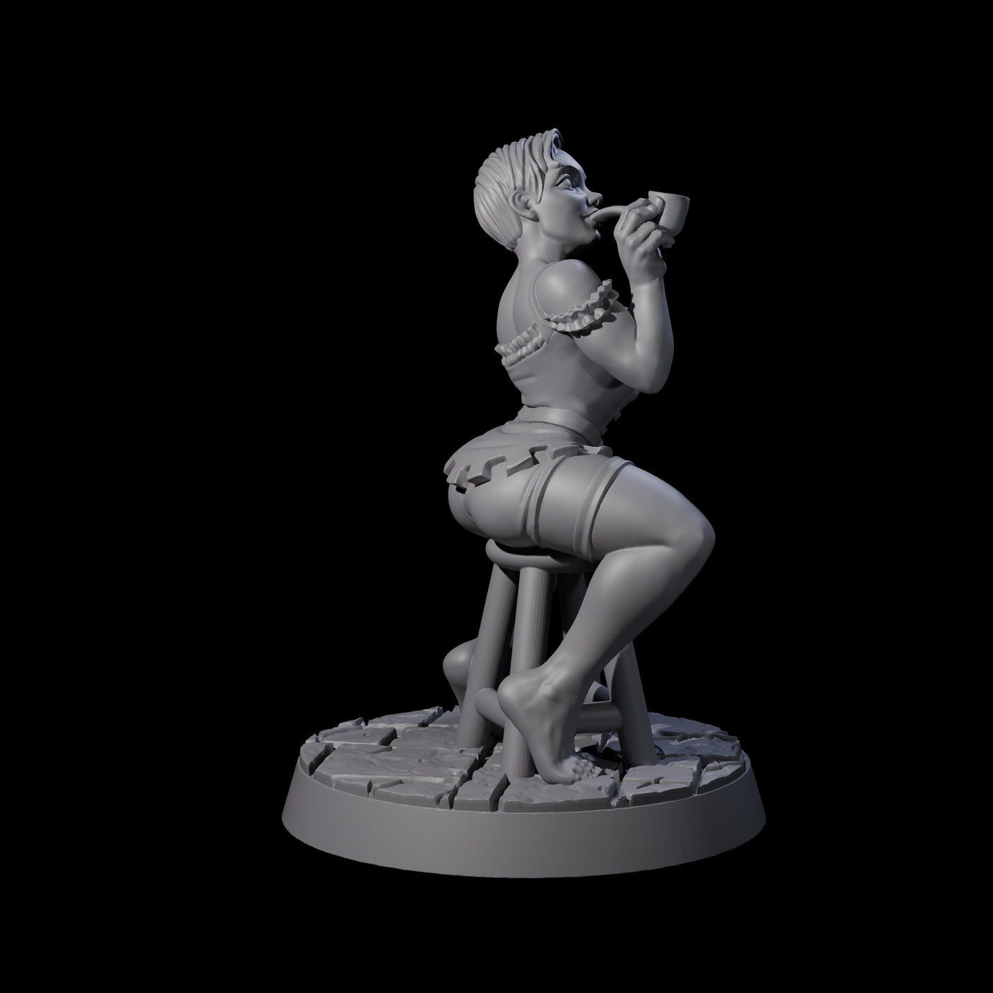Playful Buxom Wench Miniature for Dungeons and Dragons, Pathfinder or other TTRPGs