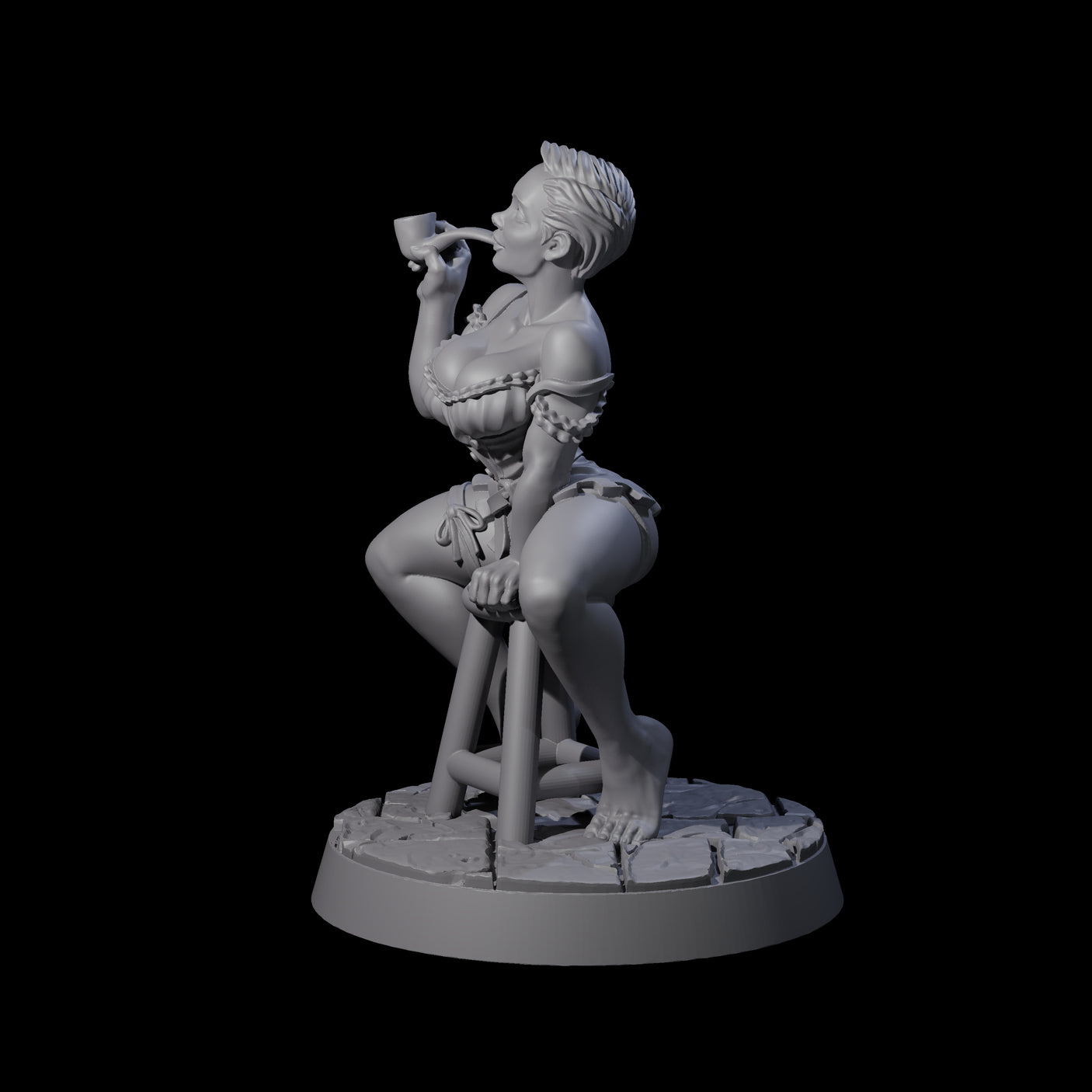 Playful Buxom Wench Miniature for Dungeons and Dragons, Pathfinder or other TTRPGs