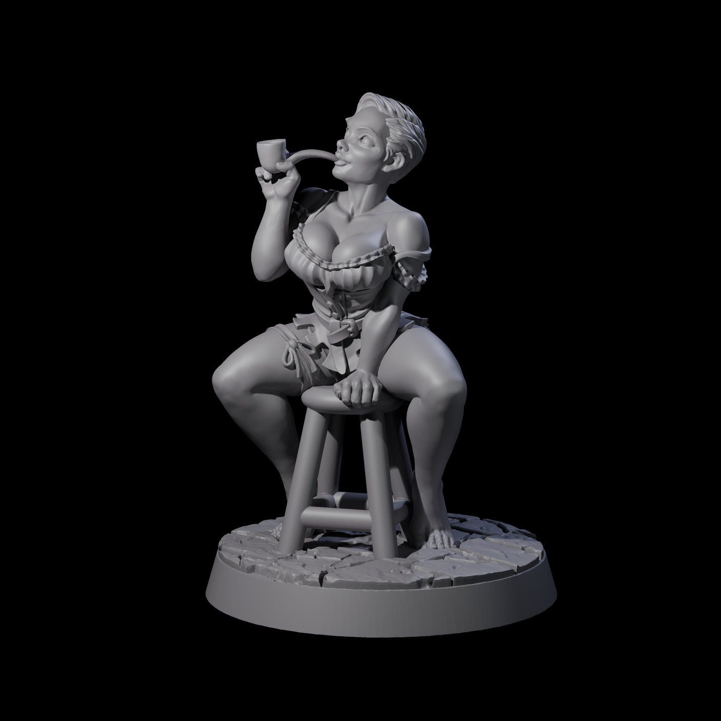 Playful Buxom Wench Miniature for Dungeons and Dragons, Pathfinder or other TTRPGs