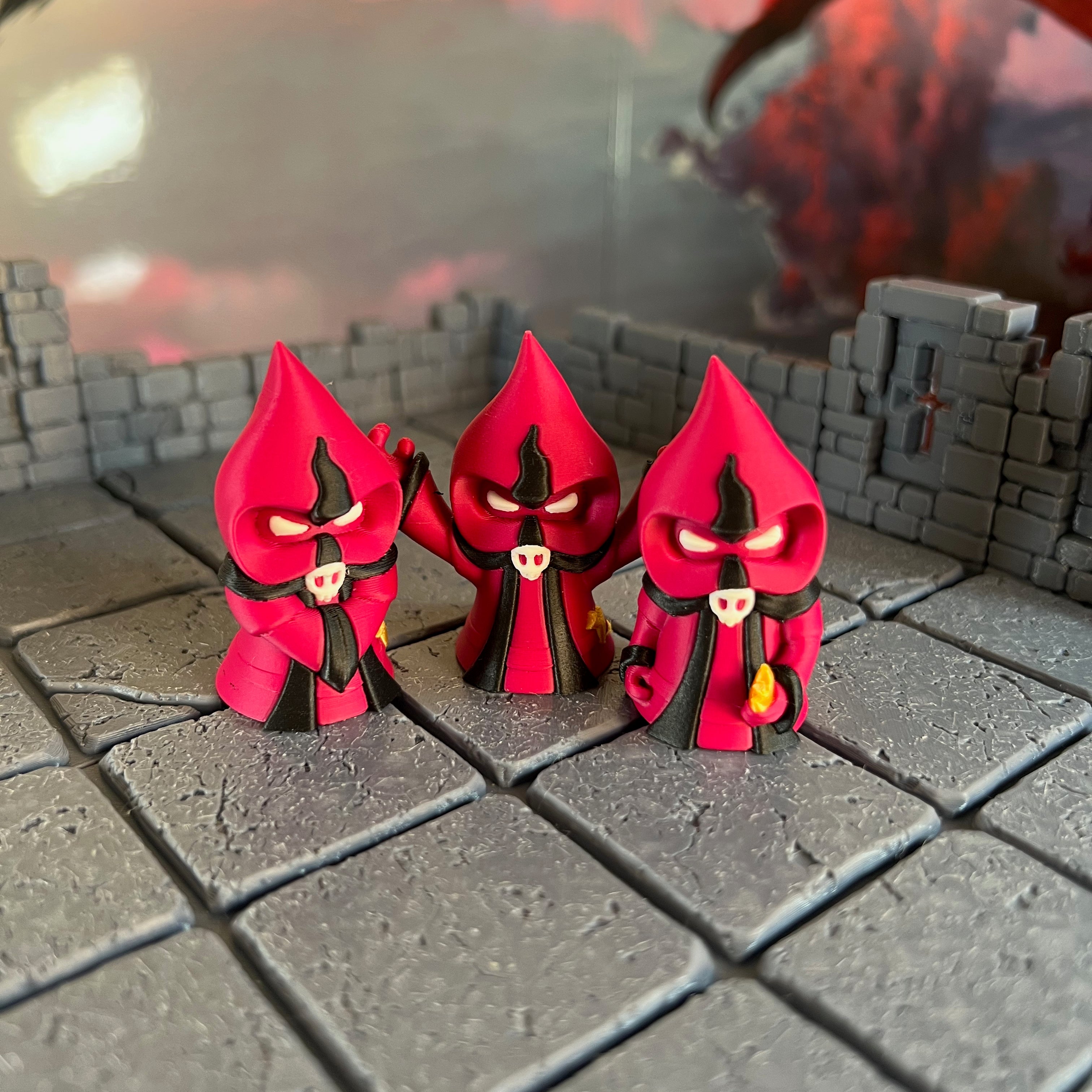 Plotting Cultist Set of Three Multicolour Table Ready Miniature Miniature for Dungeons and Dragons, Pathfinder or other TTRPGs