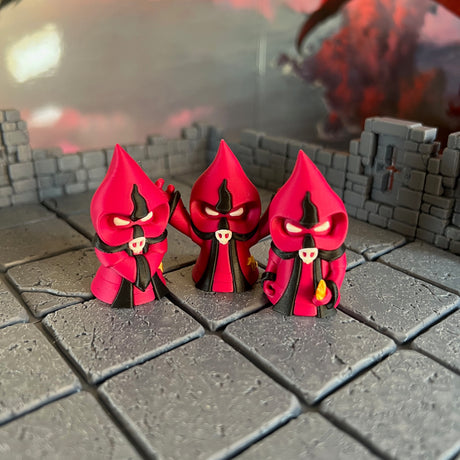 Plotting Cultist Set of Three Multicolour Table Ready Miniature Miniature for Dungeons and Dragons, Pathfinder or other TTRPGs