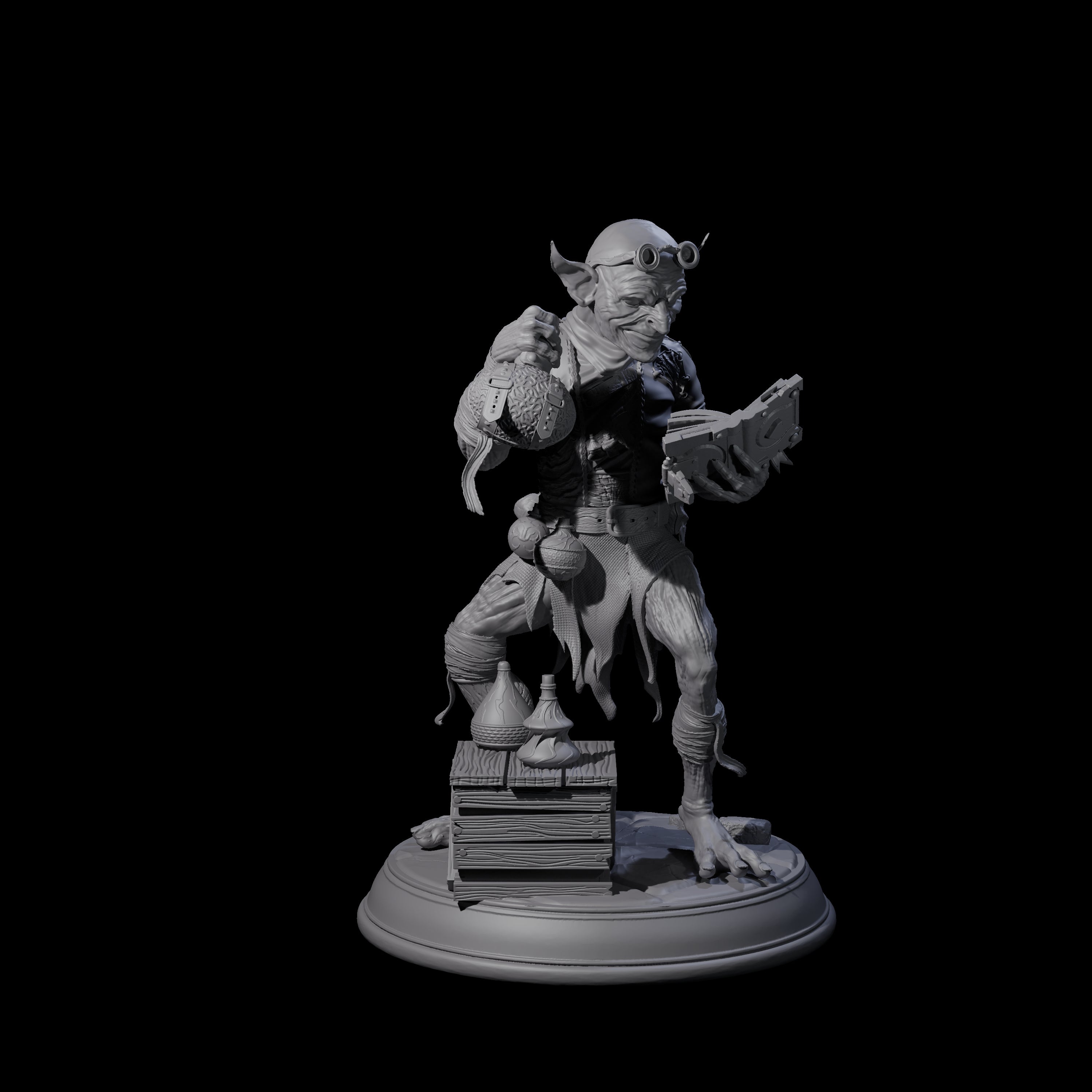 Plotting Goblin Alchemist Miniature for Dungeons and Dragons, Pathfinder or other TTRPGs