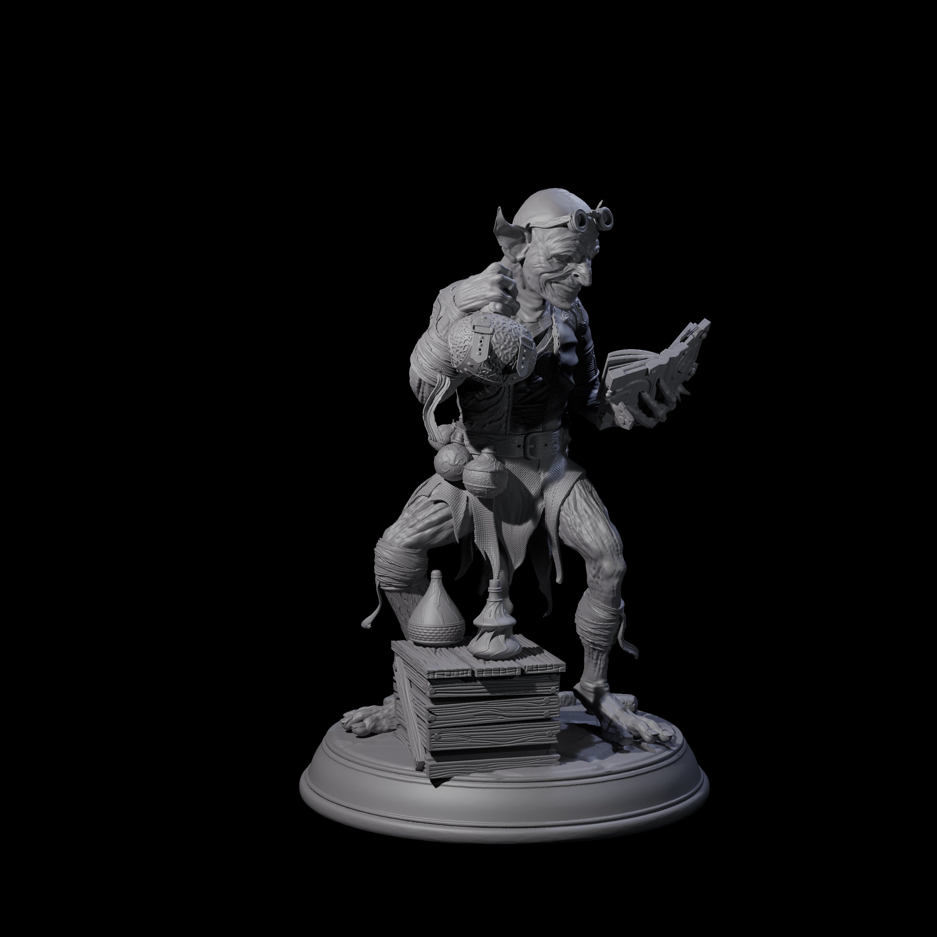 Plotting Goblin Alchemist Miniature for Dungeons and Dragons, Pathfinder or other TTRPGs