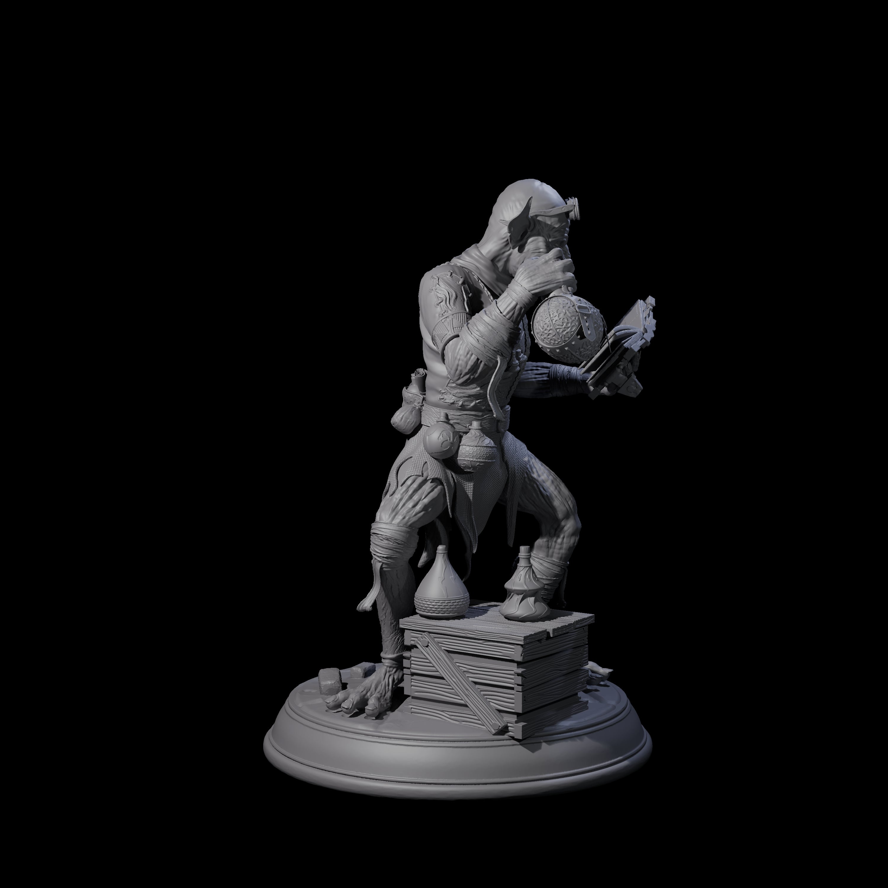 Plotting Goblin Alchemist Miniature for Dungeons and Dragons, Pathfinder or other TTRPGs