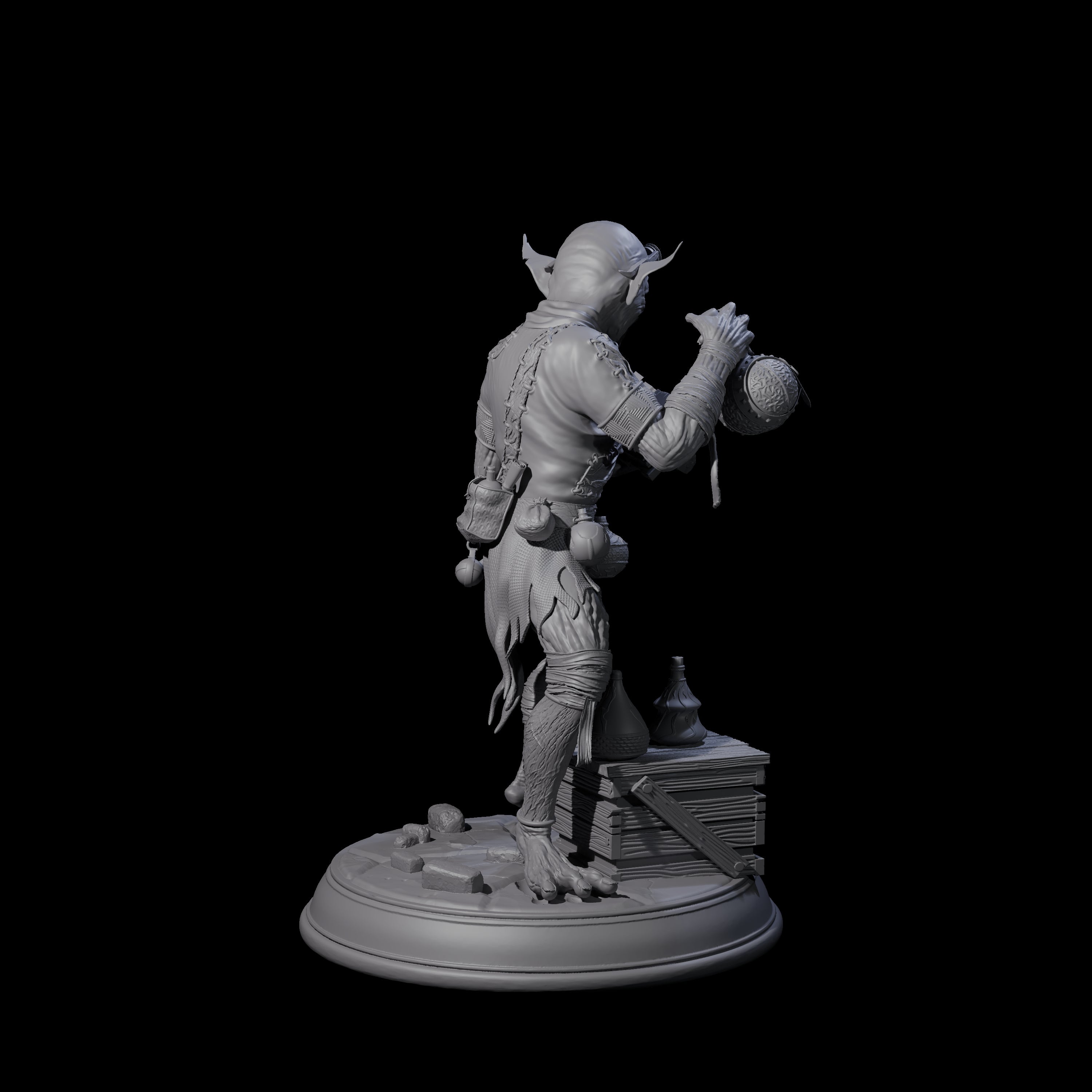 Plotting Goblin Alchemist Miniature for Dungeons and Dragons, Pathfinder or other TTRPGs