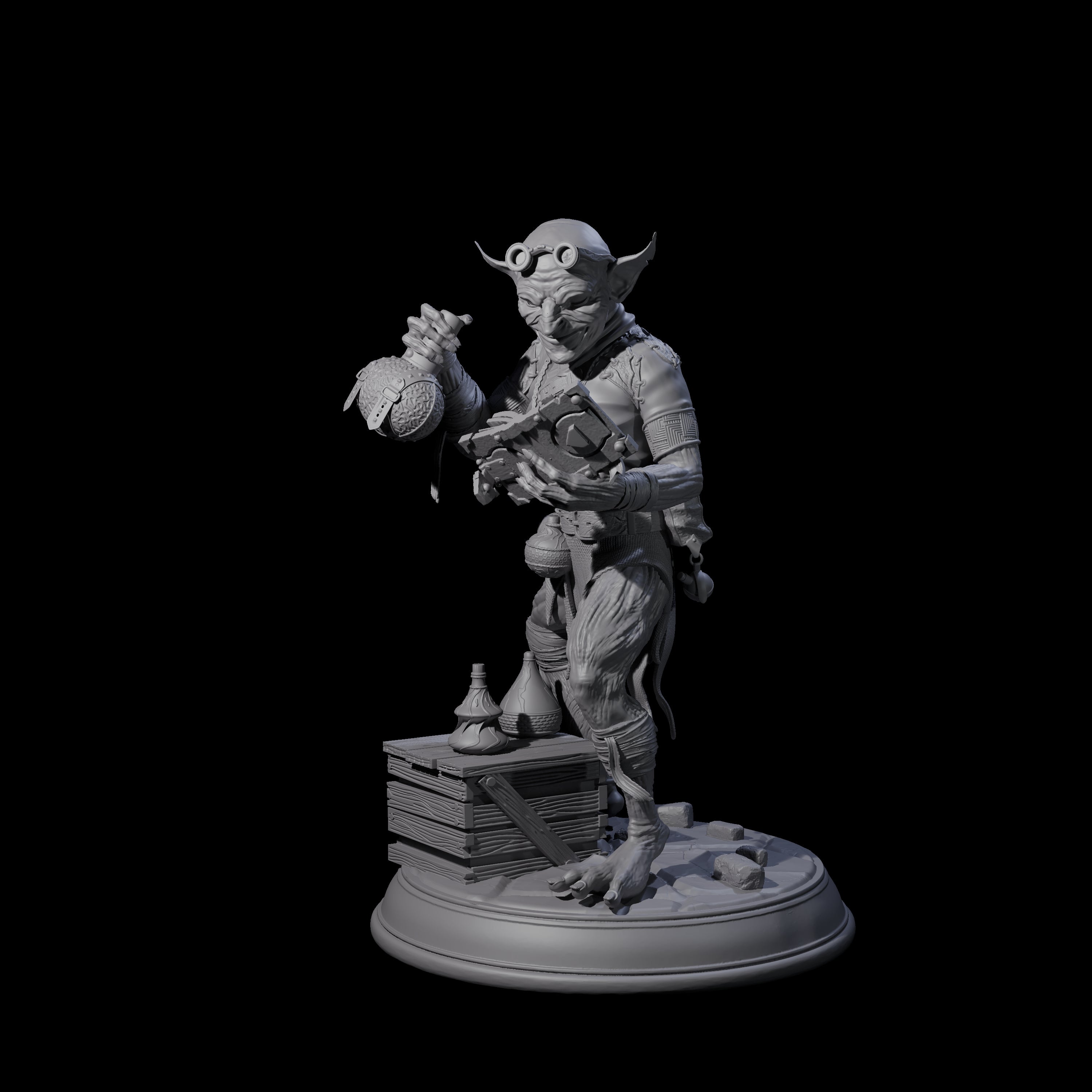 Plotting Goblin Alchemist Miniature for Dungeons and Dragons, Pathfinder or other TTRPGs