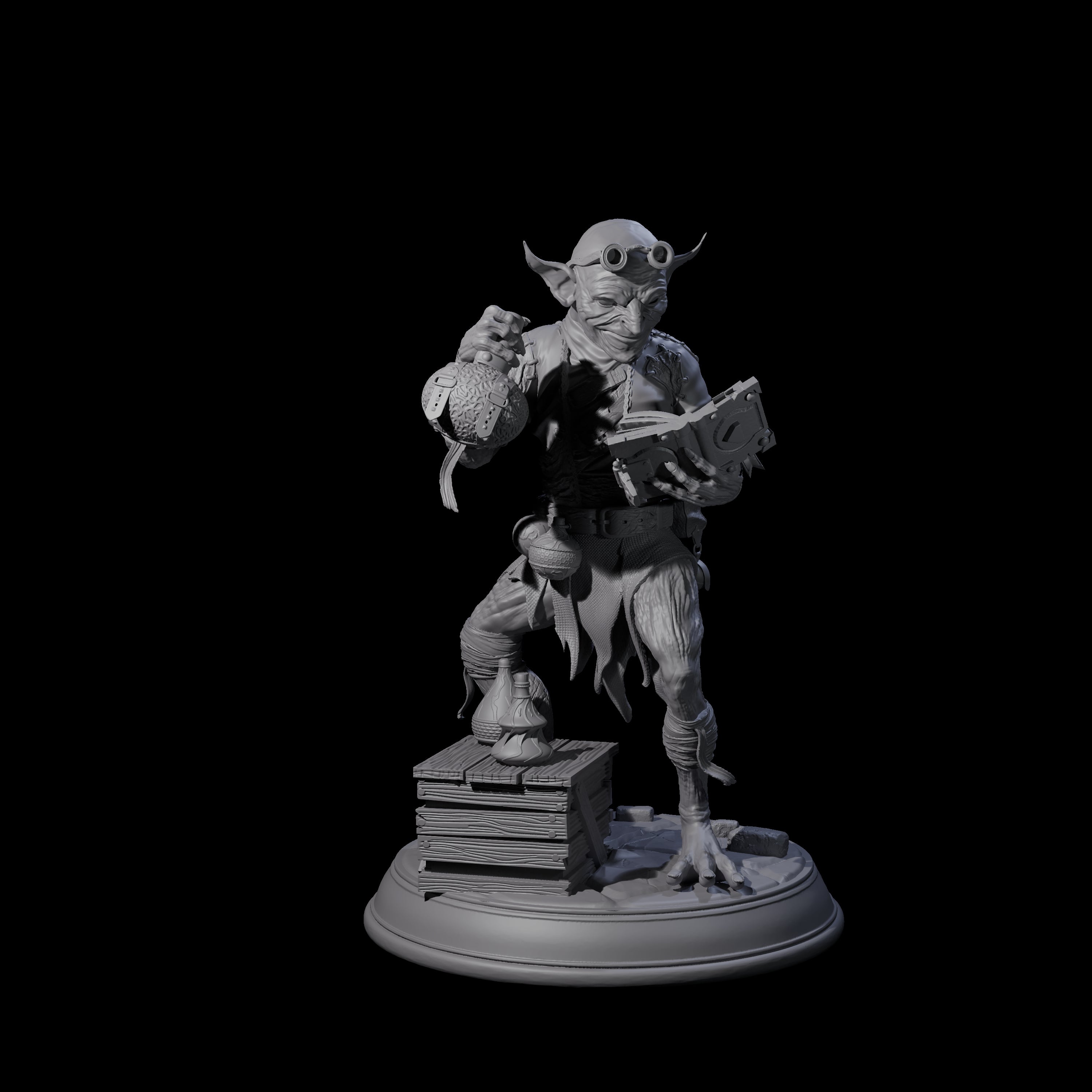 Plotting Goblin Alchemist Miniature for Dungeons and Dragons, Pathfinder or other TTRPGs