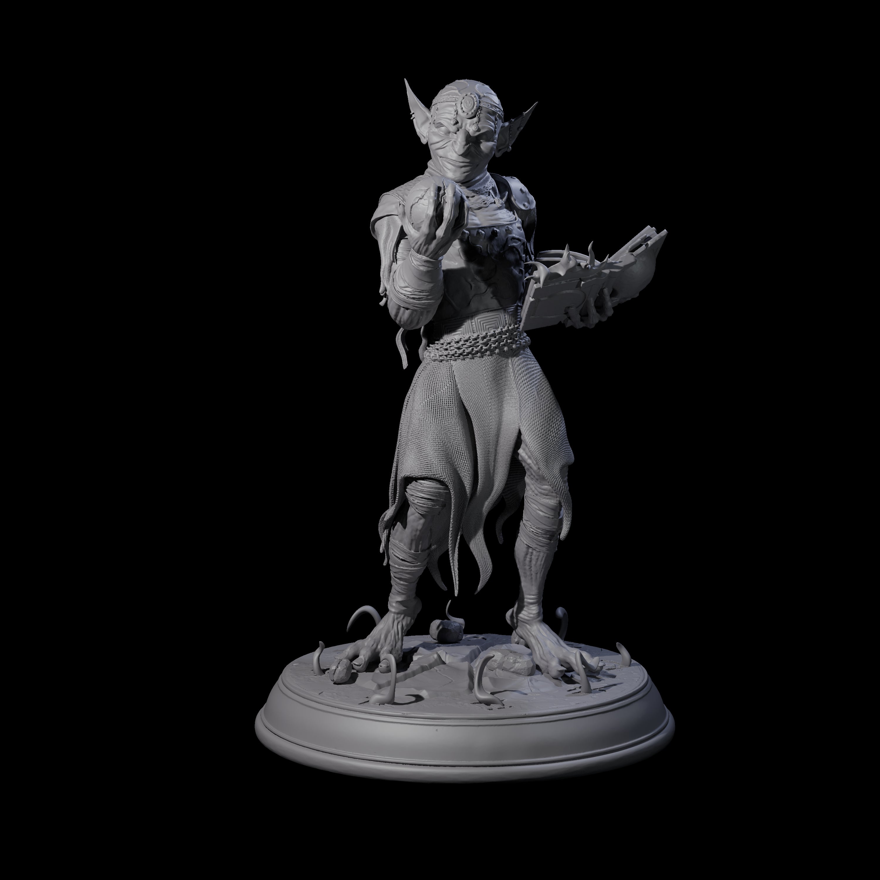 Plotting Goblin Sorcerer Miniature for Dungeons and Dragons, Pathfinder or other TTRPGs