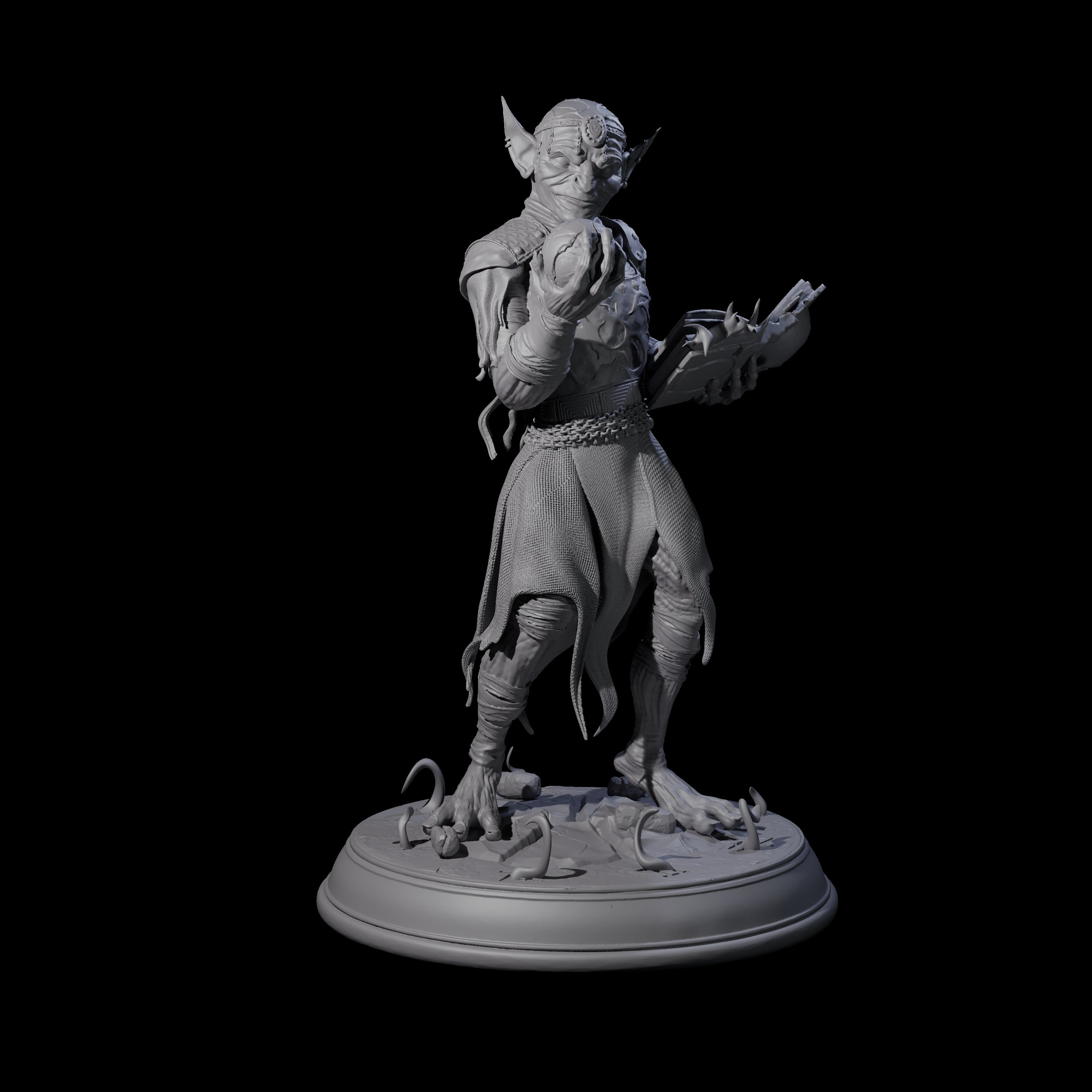 Plotting Goblin Sorcerer Miniature for Dungeons and Dragons, Pathfinder or other TTRPGs