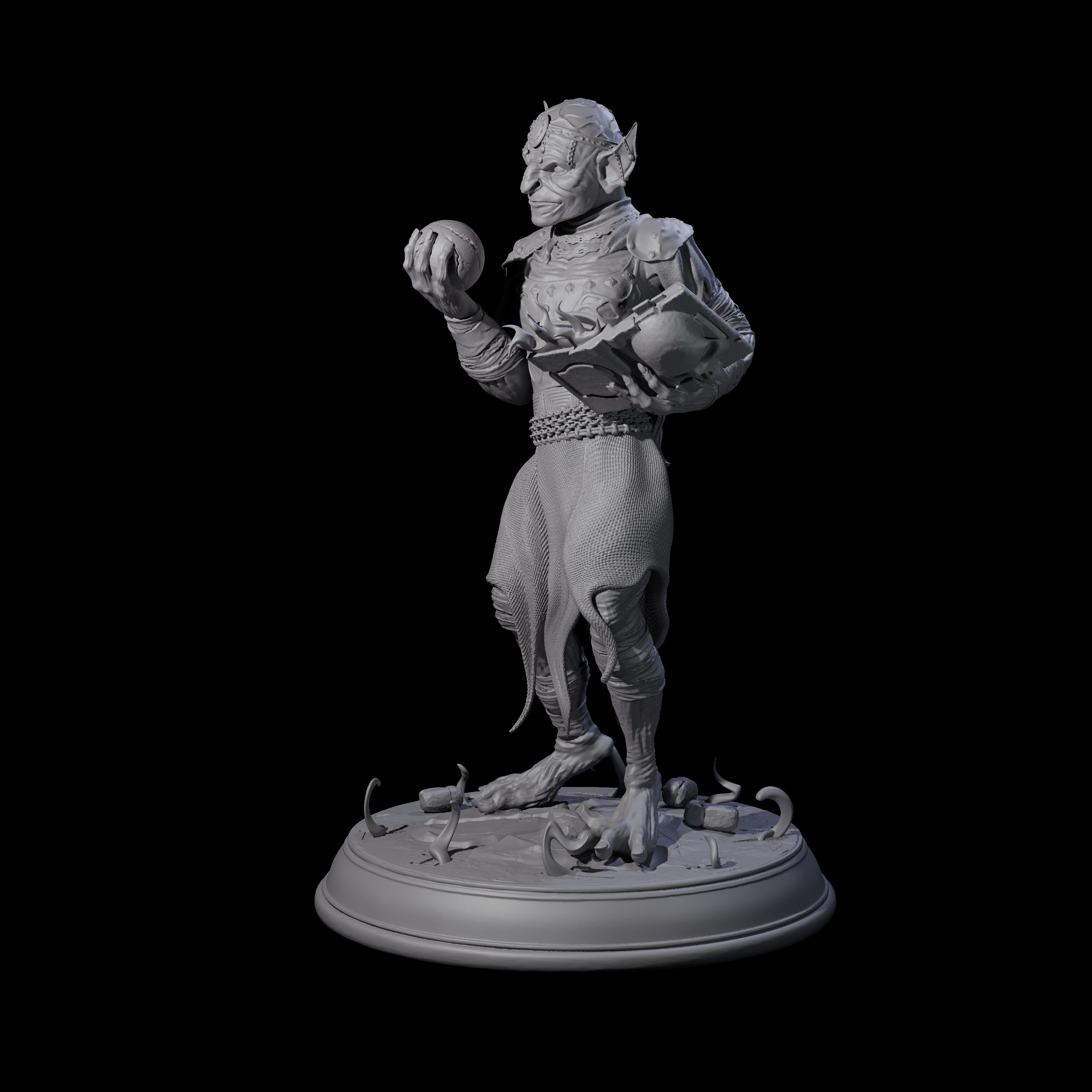 Plotting Goblin Sorcerer Miniature for Dungeons and Dragons, Pathfinder or other TTRPGs