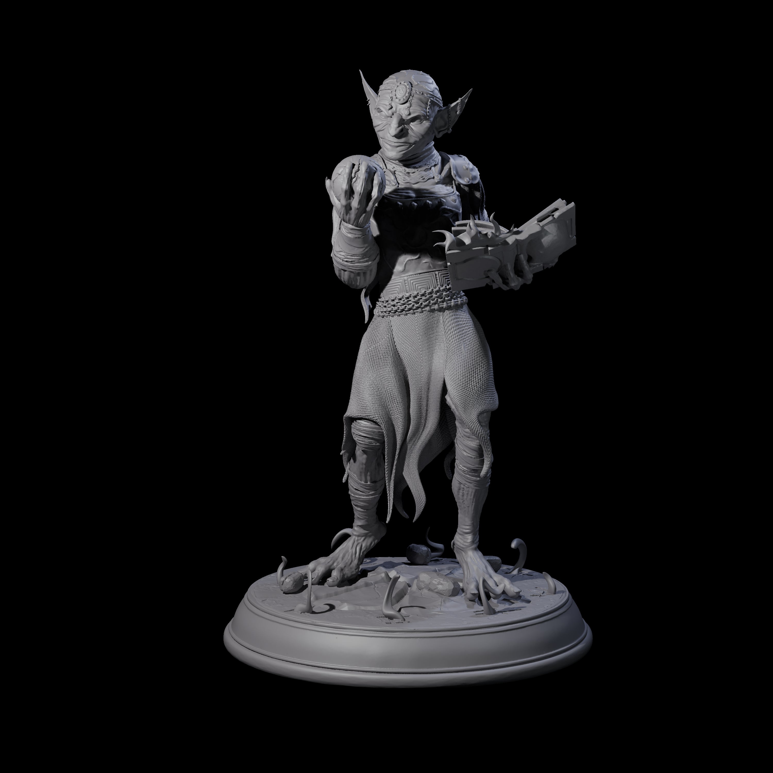 Plotting Goblin Sorcerer Miniature for Dungeons and Dragons, Pathfinder or other TTRPGs