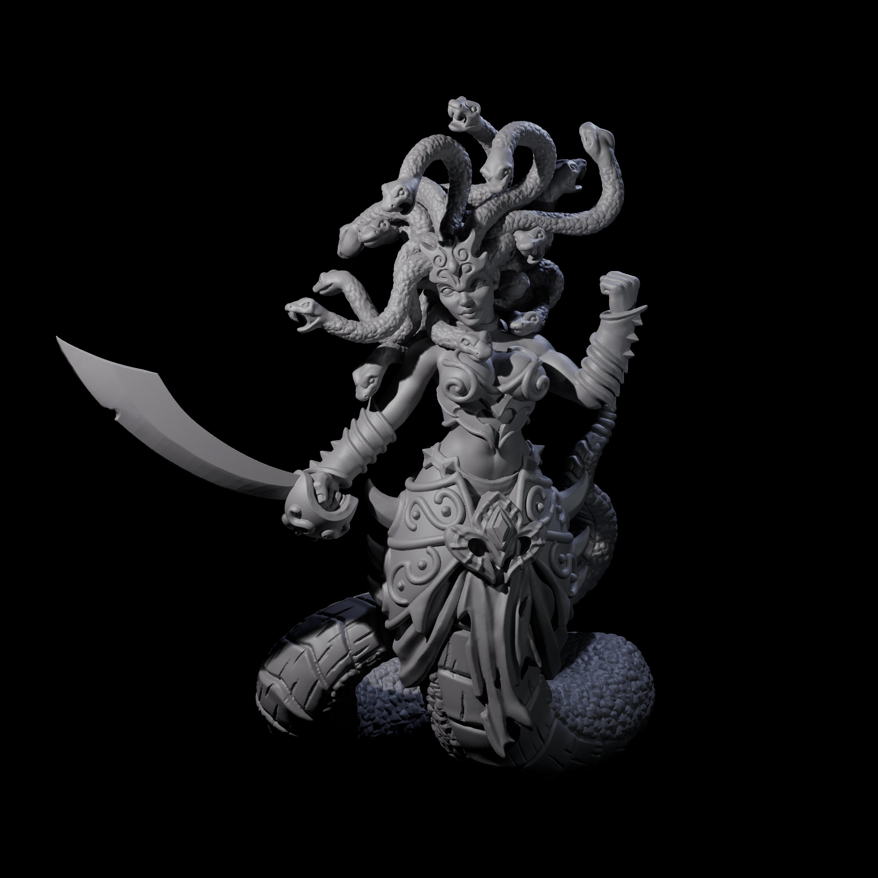 Plotting Medusa Miniature for Dungeons and Dragons, Pathfinder or other TTRPGs