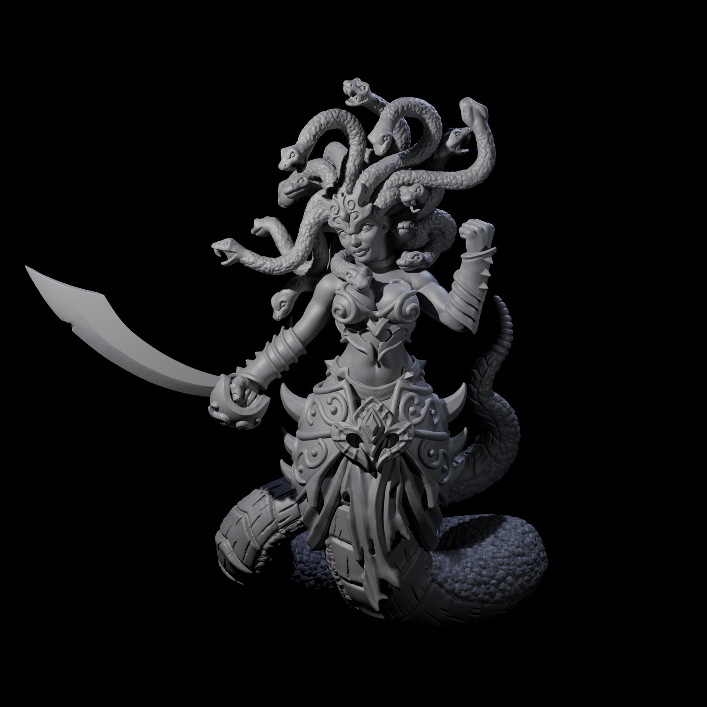 Plotting Medusa Miniature for Dungeons and Dragons, Pathfinder or other TTRPGs