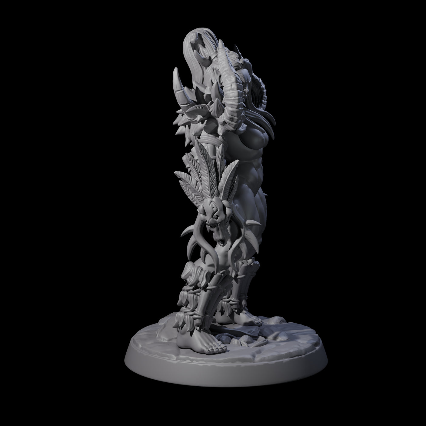 Plotting Orc Shaman Pin-up Miniature for Dungeons and Dragons, Pathfinder or other TTRPGs