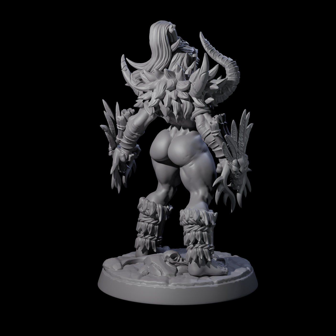 Plotting Orc Shaman Pin-up Miniature for Dungeons and Dragons, Pathfinder or other TTRPGs