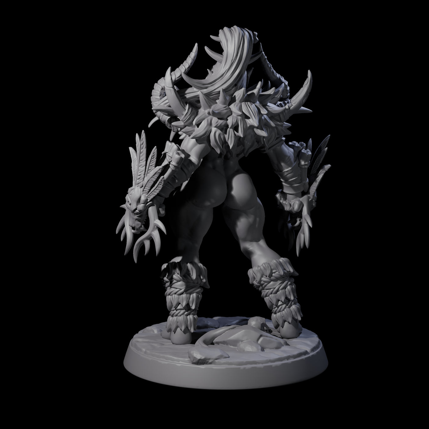 Plotting Orc Shaman Pin-up Miniature for Dungeons and Dragons, Pathfinder or other TTRPGs