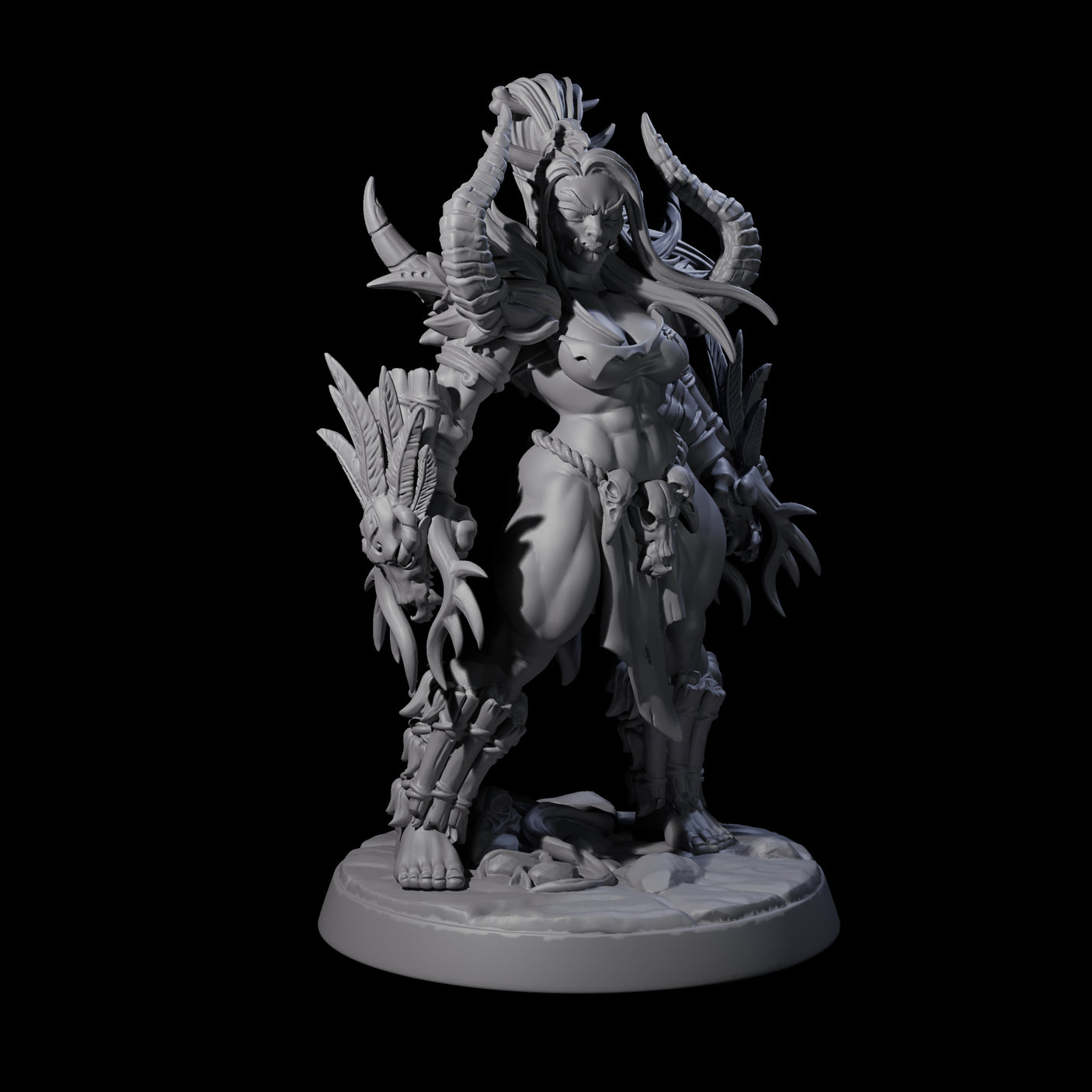 Plotting Orc Shaman Pin-up Miniature for Dungeons and Dragons, Pathfinder or other TTRPGs