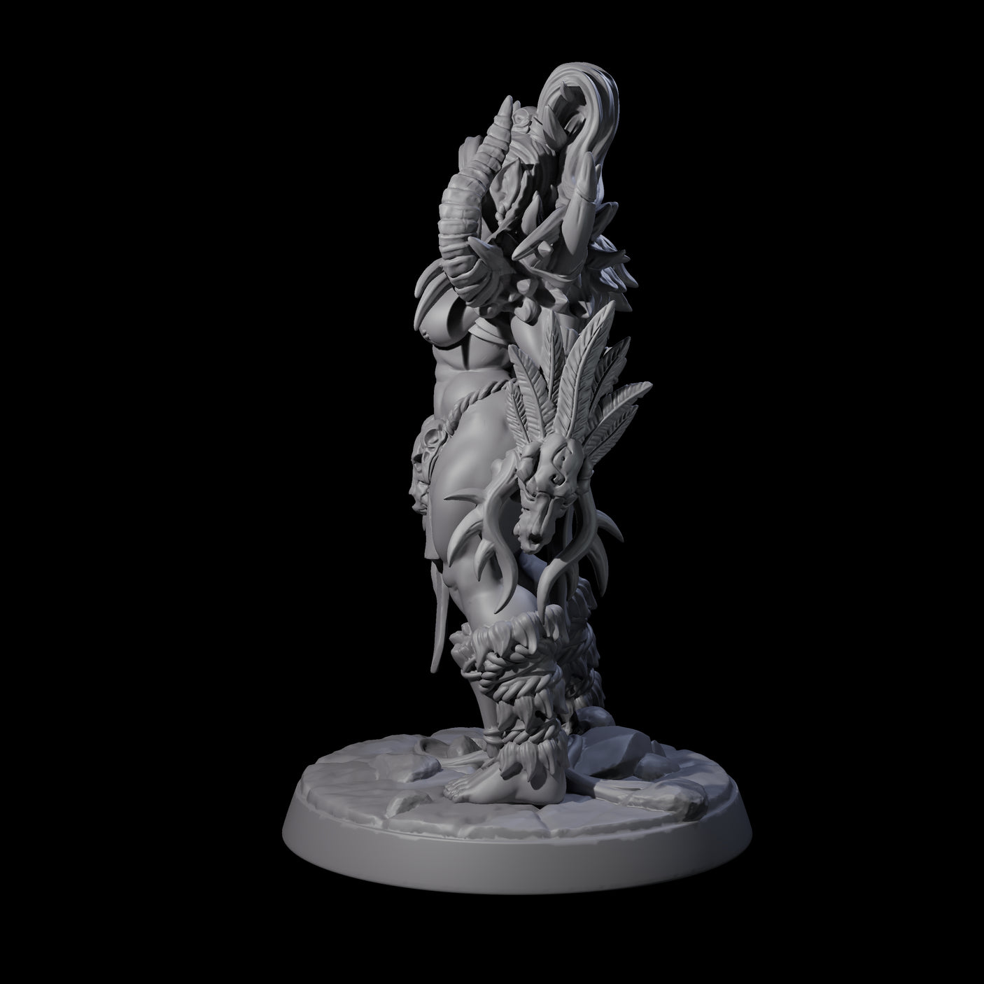 Plotting Orc Shaman Pin-up Miniature for Dungeons and Dragons, Pathfinder or other TTRPGs