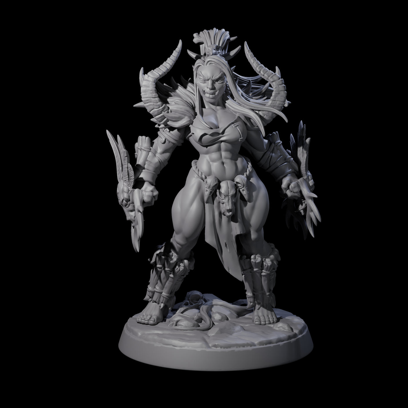 Plotting Orc Shaman Pin-up Miniature for Dungeons and Dragons, Pathfinder or other TTRPGs