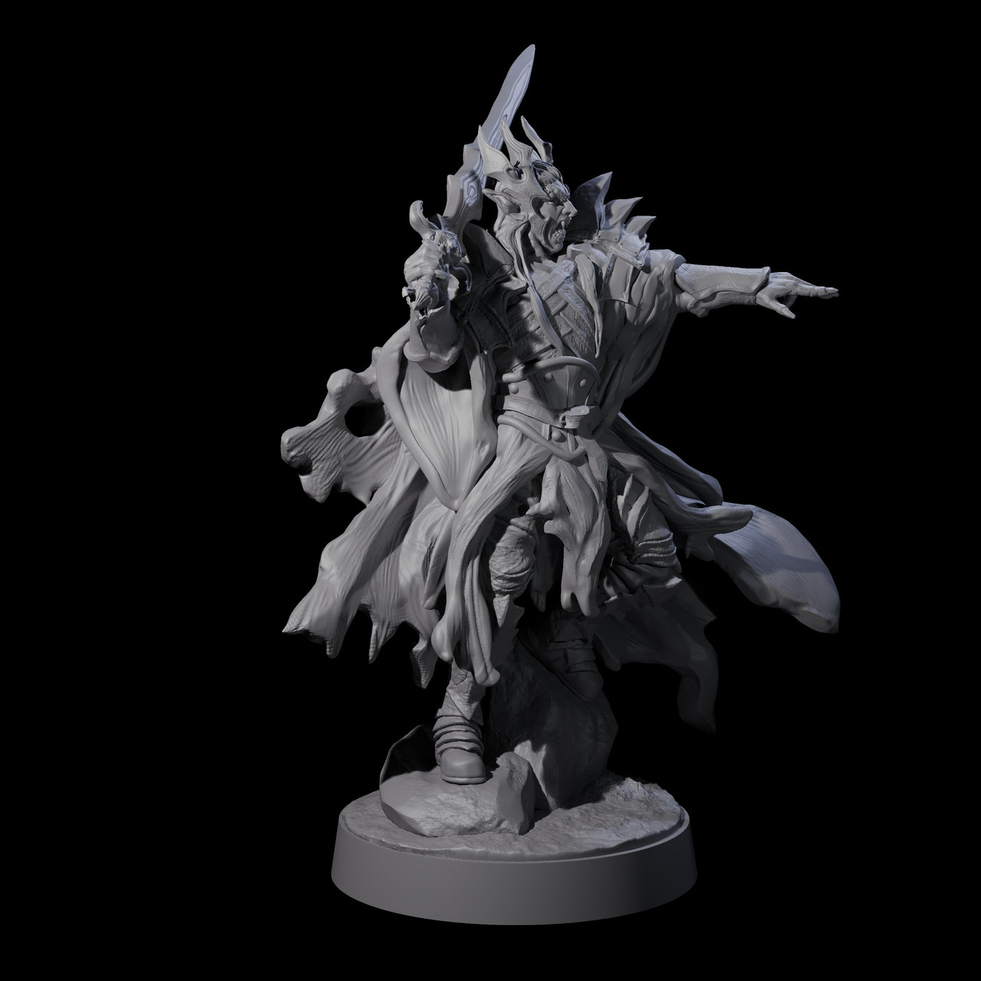 Pointing Armoured Dreadlord Miniature for Dungeons and Dragons, Pathfinder or other TTRPGs