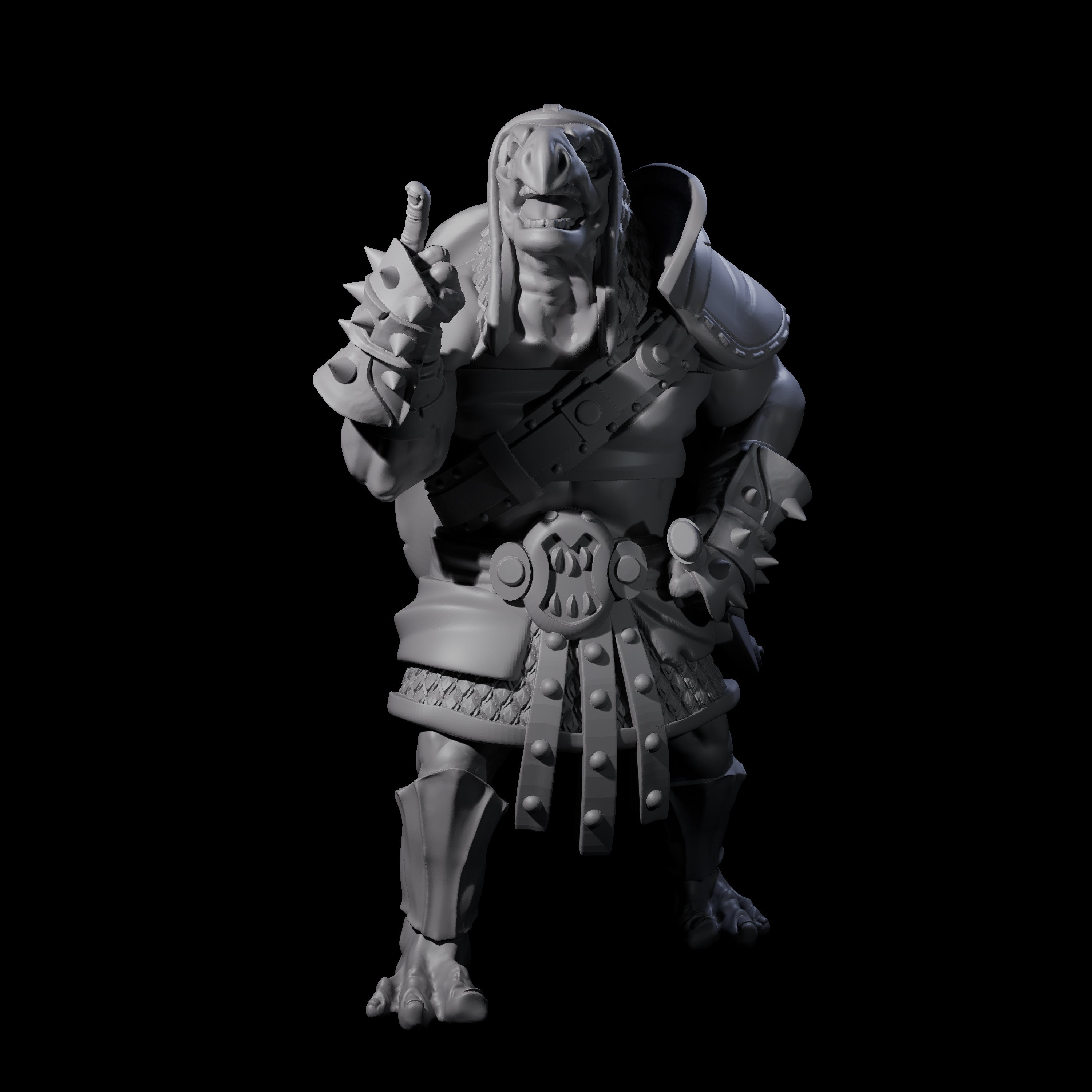Pointing Female Tortle Barbarian Miniature for Dungeons and Dragons, Pathfinder or other TTRPGs