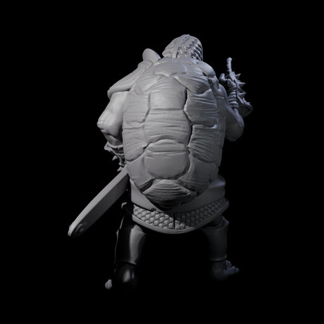 Pointing Female Tortle Barbarian Miniature for Dungeons and Dragons, Pathfinder or other TTRPGs
