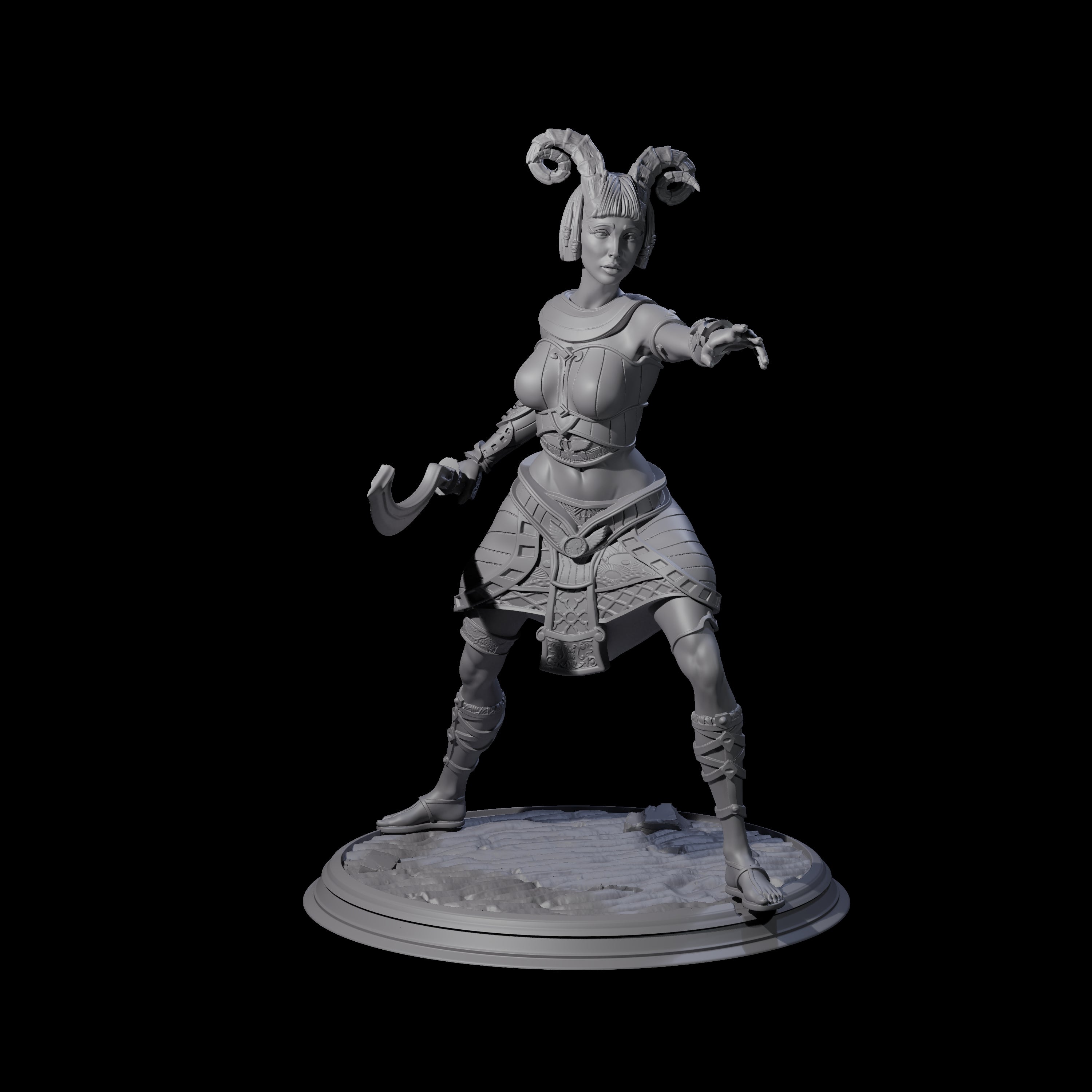 Pointing Tiefling Fighter Miniature for Dungeons and Dragons, Pathfinder or other TTRPGs