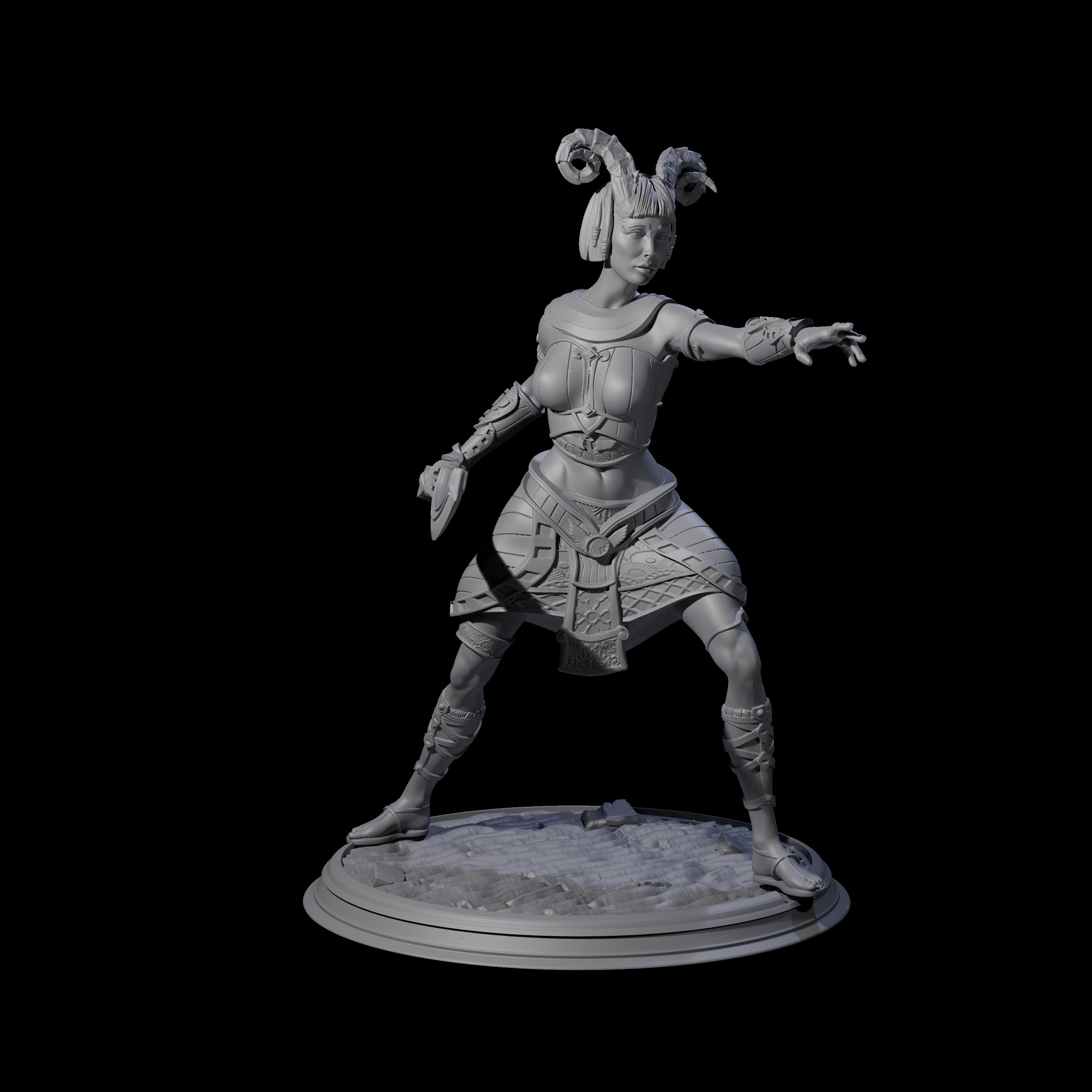 Pointing Tiefling Fighter Miniature for Dungeons and Dragons, Pathfinder or other TTRPGs