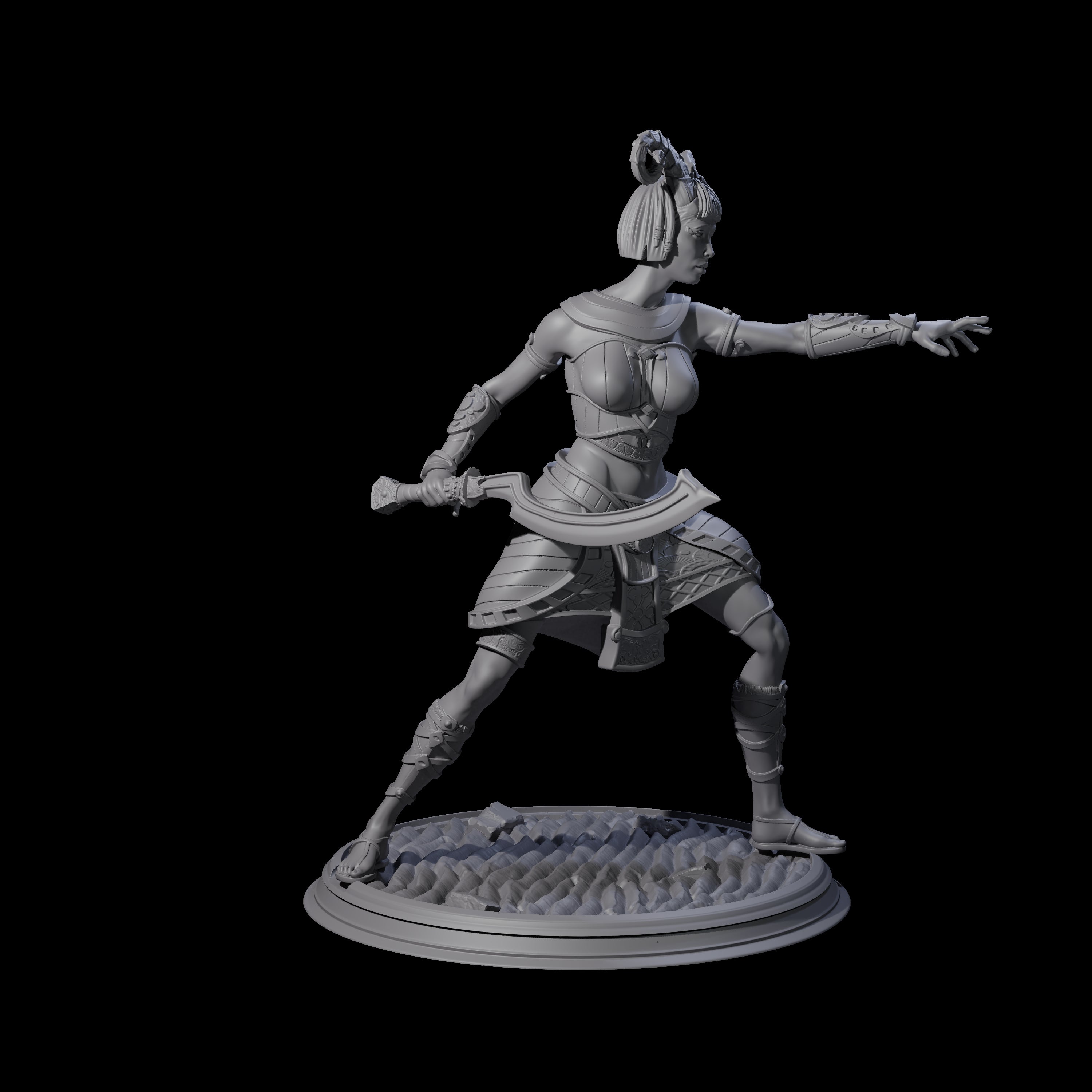 Pointing Tiefling Fighter Miniature for Dungeons and Dragons, Pathfinder or other TTRPGs