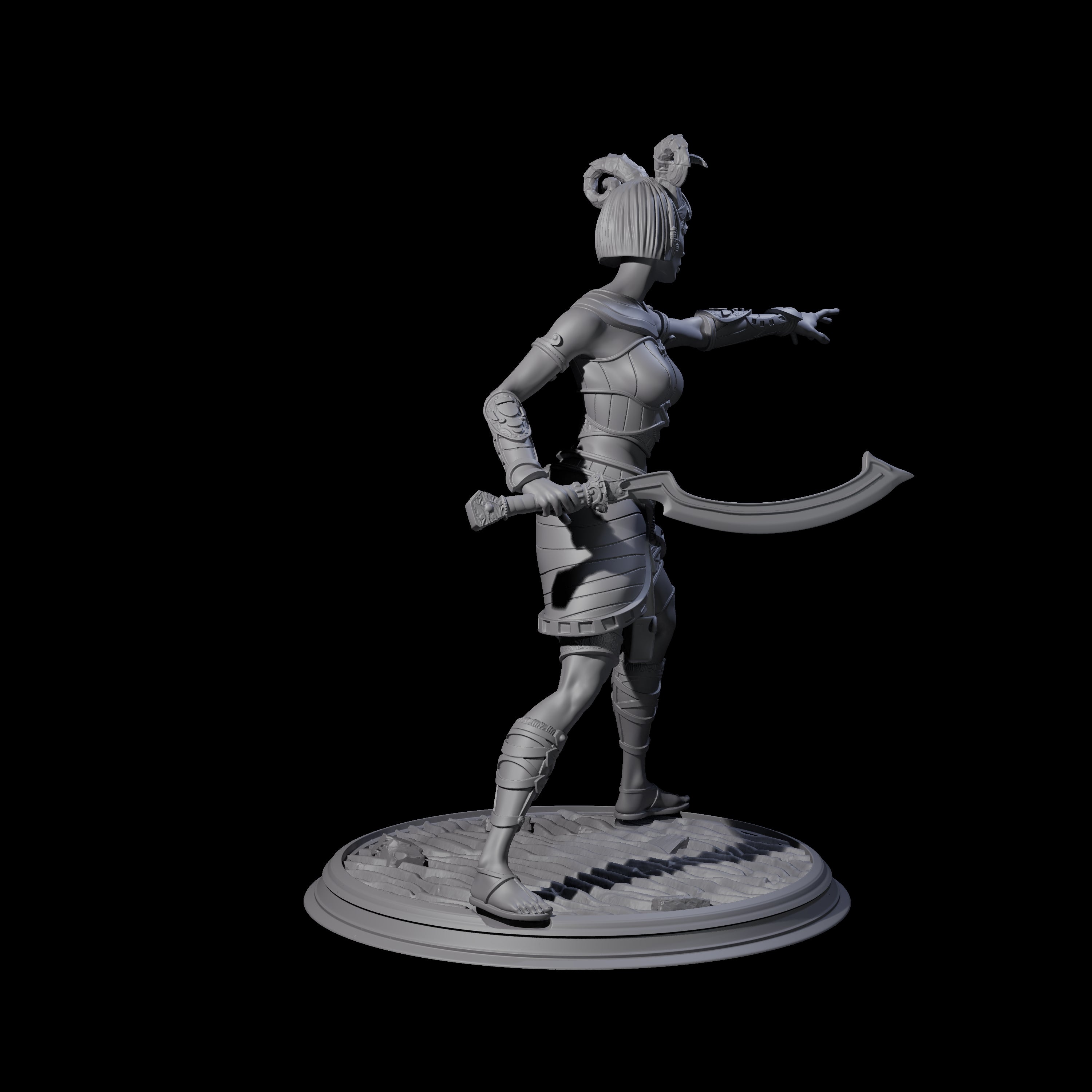 Pointing Tiefling Fighter Miniature for Dungeons and Dragons, Pathfinder or other TTRPGs